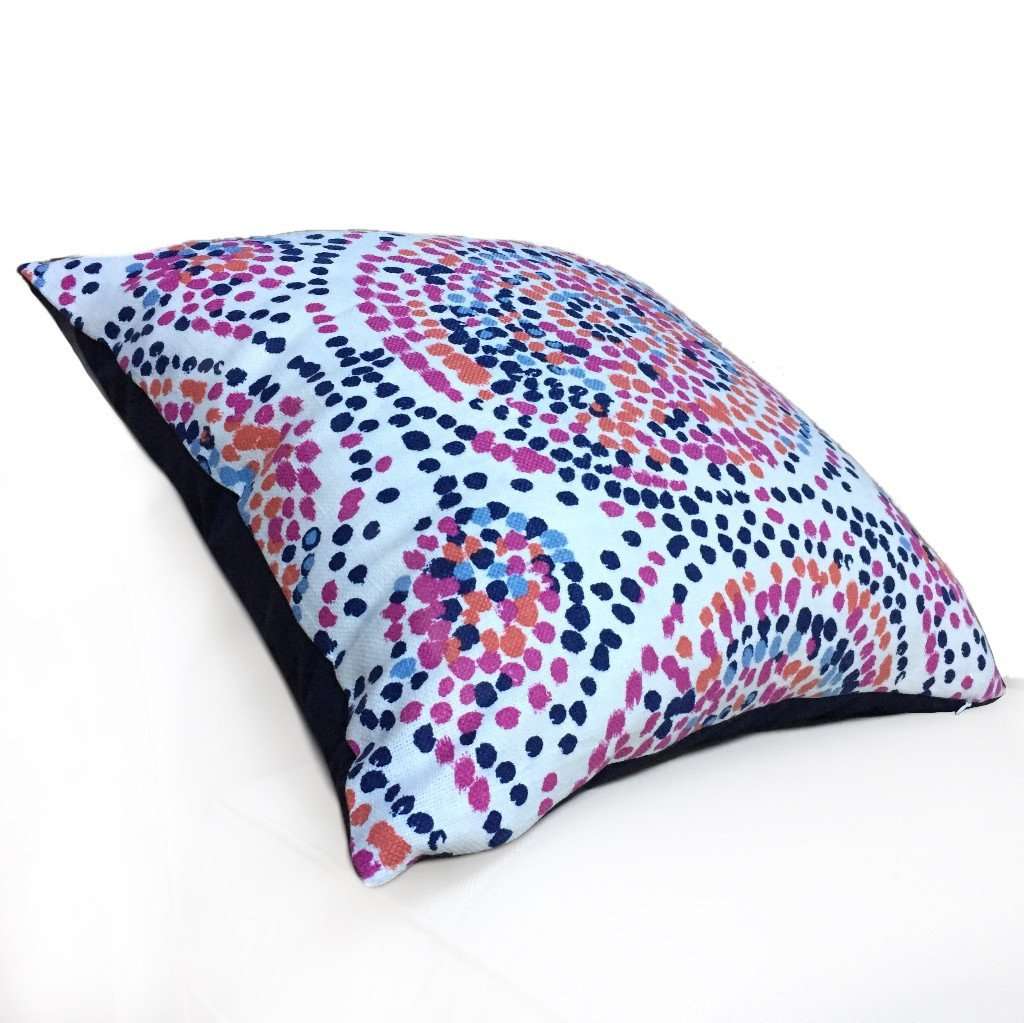 Modern Pointillist Mosaic Medallion Pillow Cover - Blue, Pink, Orange & White Abstract Design | Bohemian Home Decor for Living Room, Bedroom or Sofa