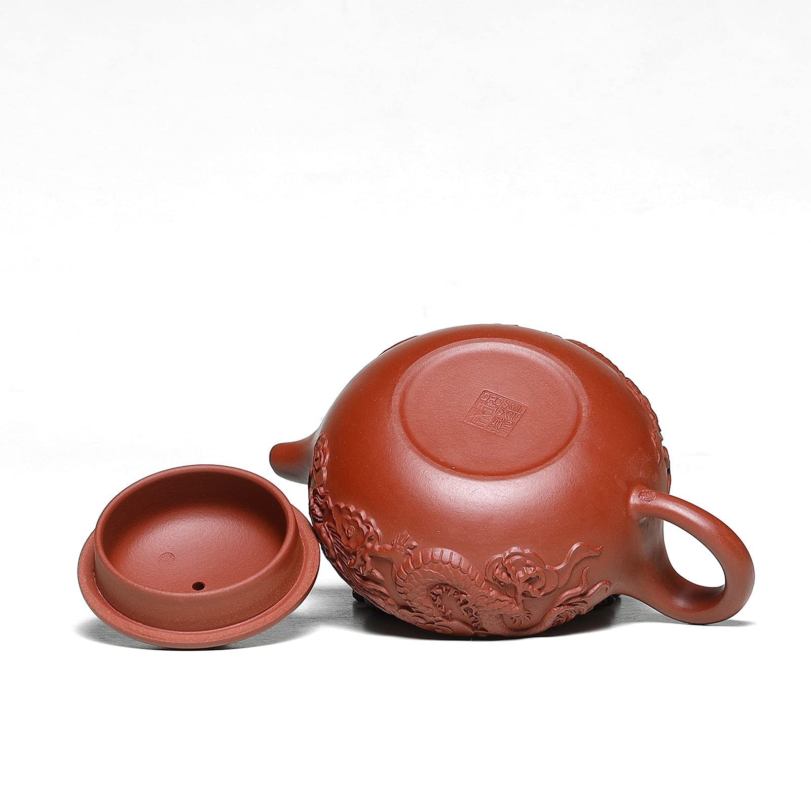 Premium 8 Oz Yixing Zisha Clay Teapot with Built-in Filter - Handcrafted Dragon Relief Fanggu Style - Authentic Chinese Kung Fu Tea Set for Gongfu Tea Ceremony & Home Brewing - Perfect Gift for Tea Lovers