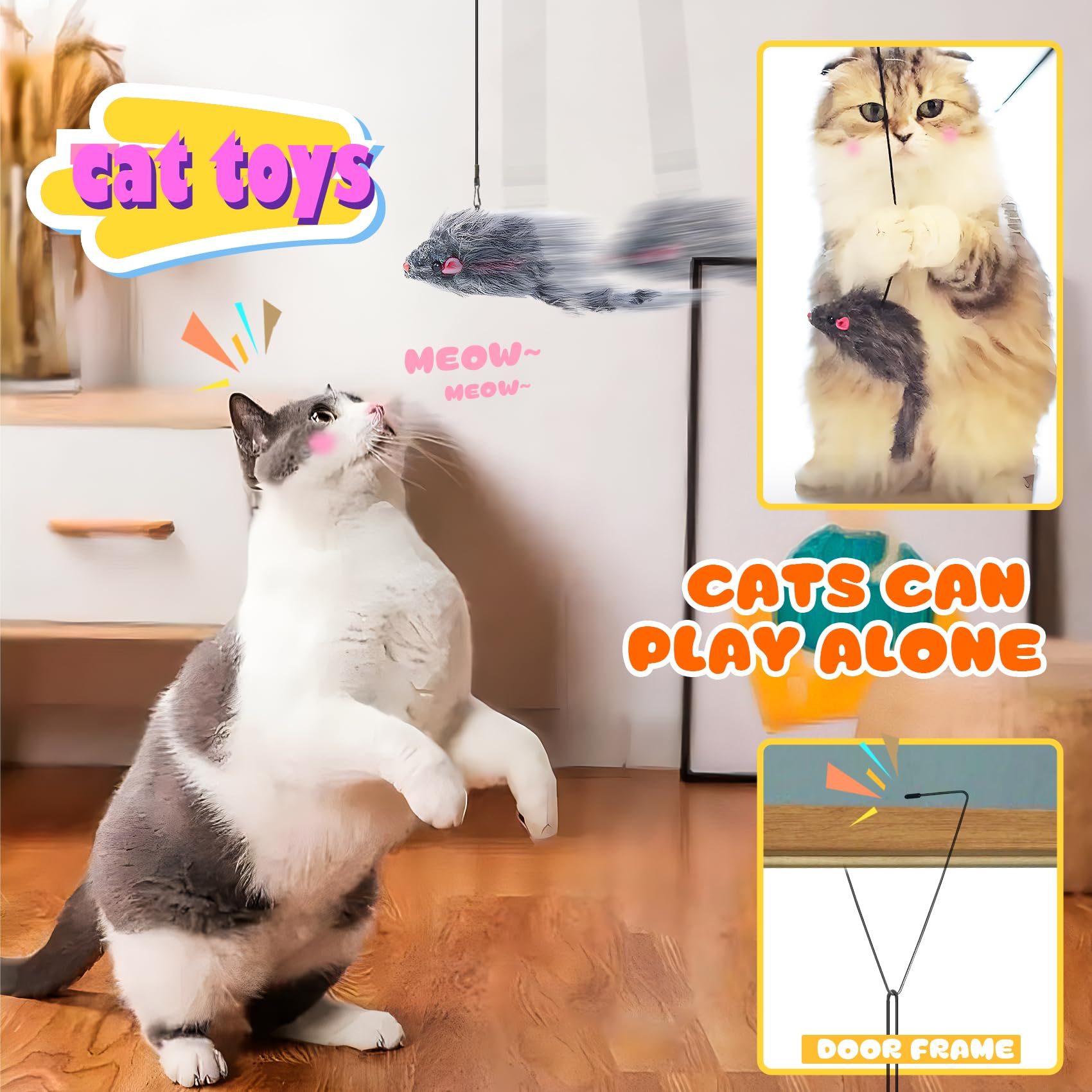 5-Piece Interactive Cat Toys Set with Sound & Bell - Stimulate Hunting, Chase & Mental Exercise for Indoor Cats & Kittens - Perfect for Playtime, Exercise & Bonding