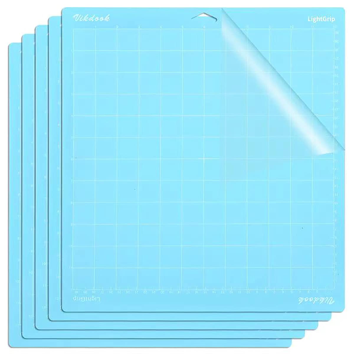 VIKDOOK 12x12 Inch Cutting Mat Set for Cricut Maker 3, Maker, Explore 3, Air 2, Air & One - 5-Pack Standard & Strong Grip Adhesive Mats | Replacement Craft Mats for Vinyl, Paper & Fabric Projects | Blue