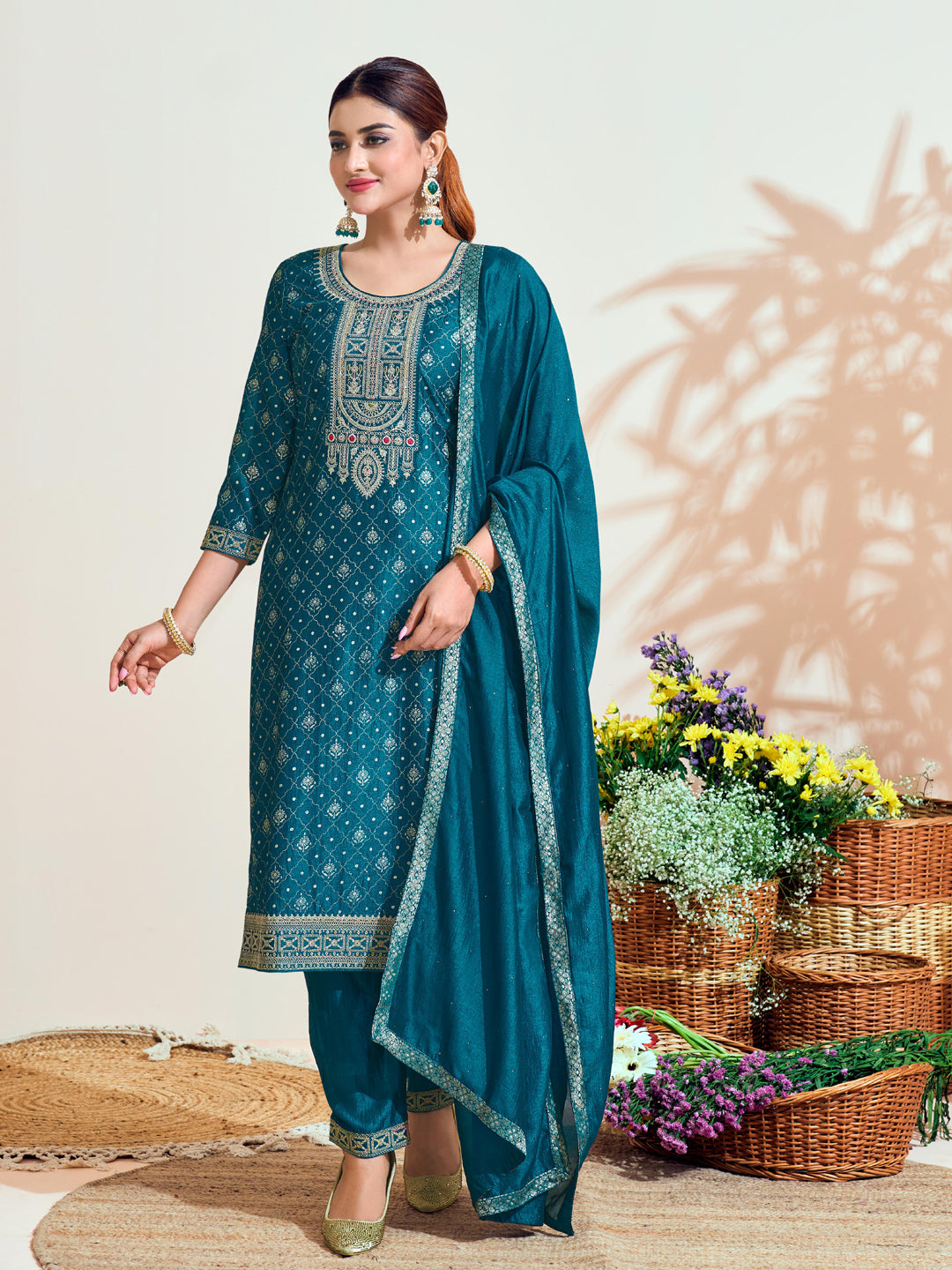 Stylish Blue Designer Pant Suit with Elegant Embroidery - Perfect for Weddings, Parties & Formal Events