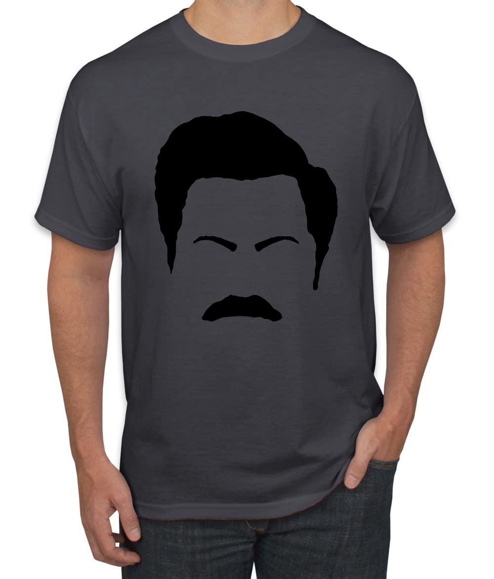 Ron Swanson Mustache Face Silhouette Graphic T-Shirt for Men - Parks and Recreation Pop Culture Fan Merch - Perfect for TV Show Lovers, Comedy Gifts & Casual Wear