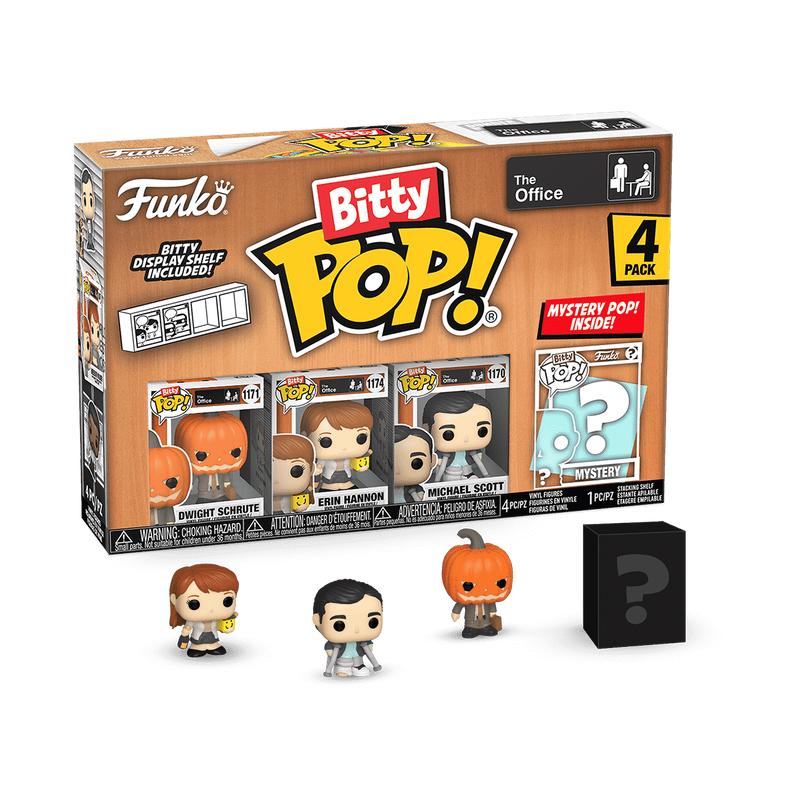 The Office Dwight with Pumpkinhead 4-Pack Series 2 - Bitty Pop Collectible Figures - Perfect for Office Decor, TV Show Fans & Pop Culture Collectors