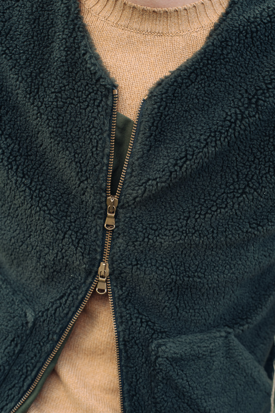 Dark Green Teddy Gilet Vest for Women - Cozy Winter Layering Piece for Casual Outfits & Outdoor Activities
