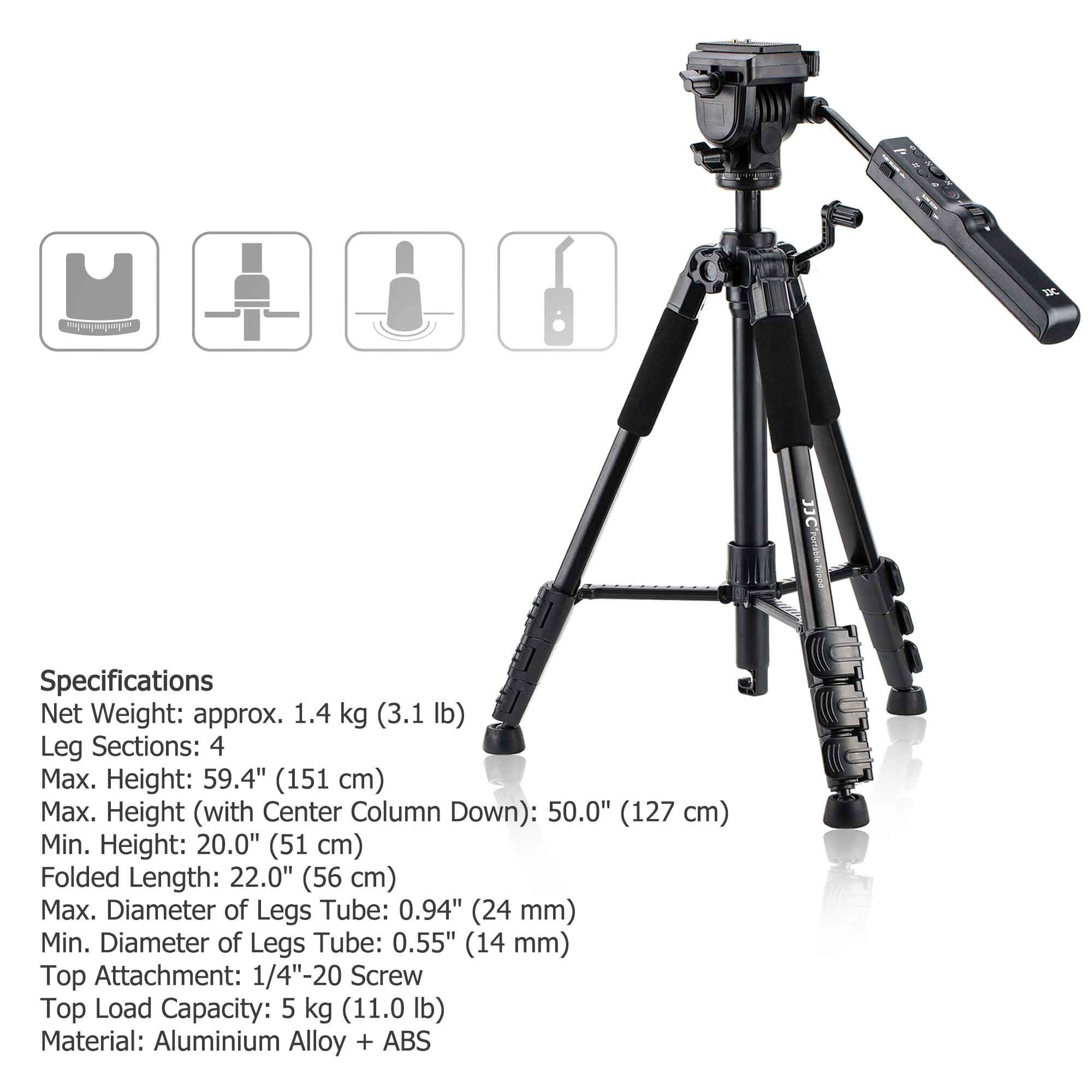 Professional Video Remote Control Tripod for Sony Camcorders - Compatible with FDR-AX53, AX43, AX33, AX100, AX700, HDR-CX405, CX455, CX440, CX675, Handycam RX10M4, RX10M3, RX10M2, RX100M7, RX100M6, HX99, HX90V, HX80, HX60V, HX50V, HX400V, HX300 - Perfect for Vlogging, Filmmaking, and Travel Photography