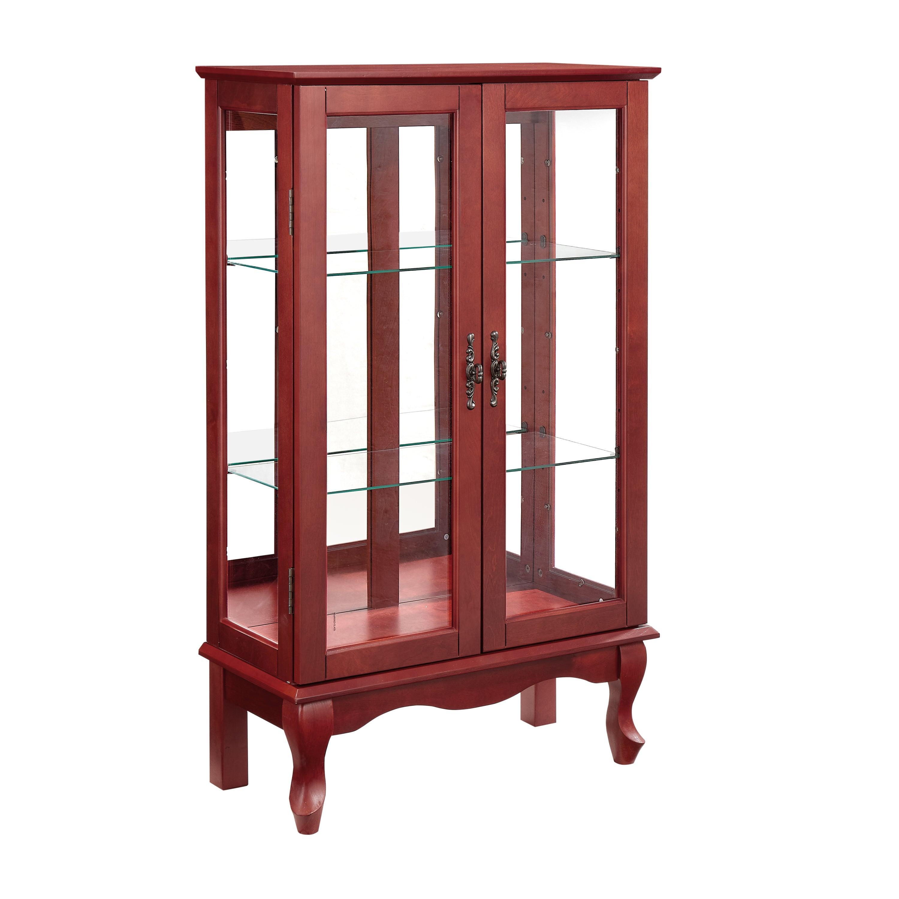 2 Door Curio Cabinet with Tempered Glass & Mirrored Back - LED Lighted Display Case for Living Room, Dining Room, Office - Perfect for Showcasing Collectibles, China, and Home Decor