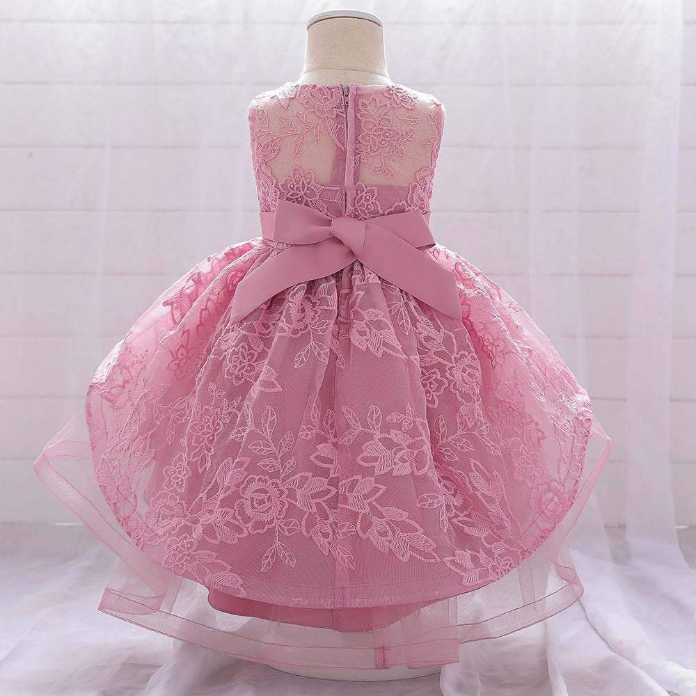 Baby Girl Formal Princess Dresses - Embroidered Tulle Birthday Party Gowns for Infants & Toddlers | Perfect for Christening, First Birthday, Photo Shoots & Special Occasions