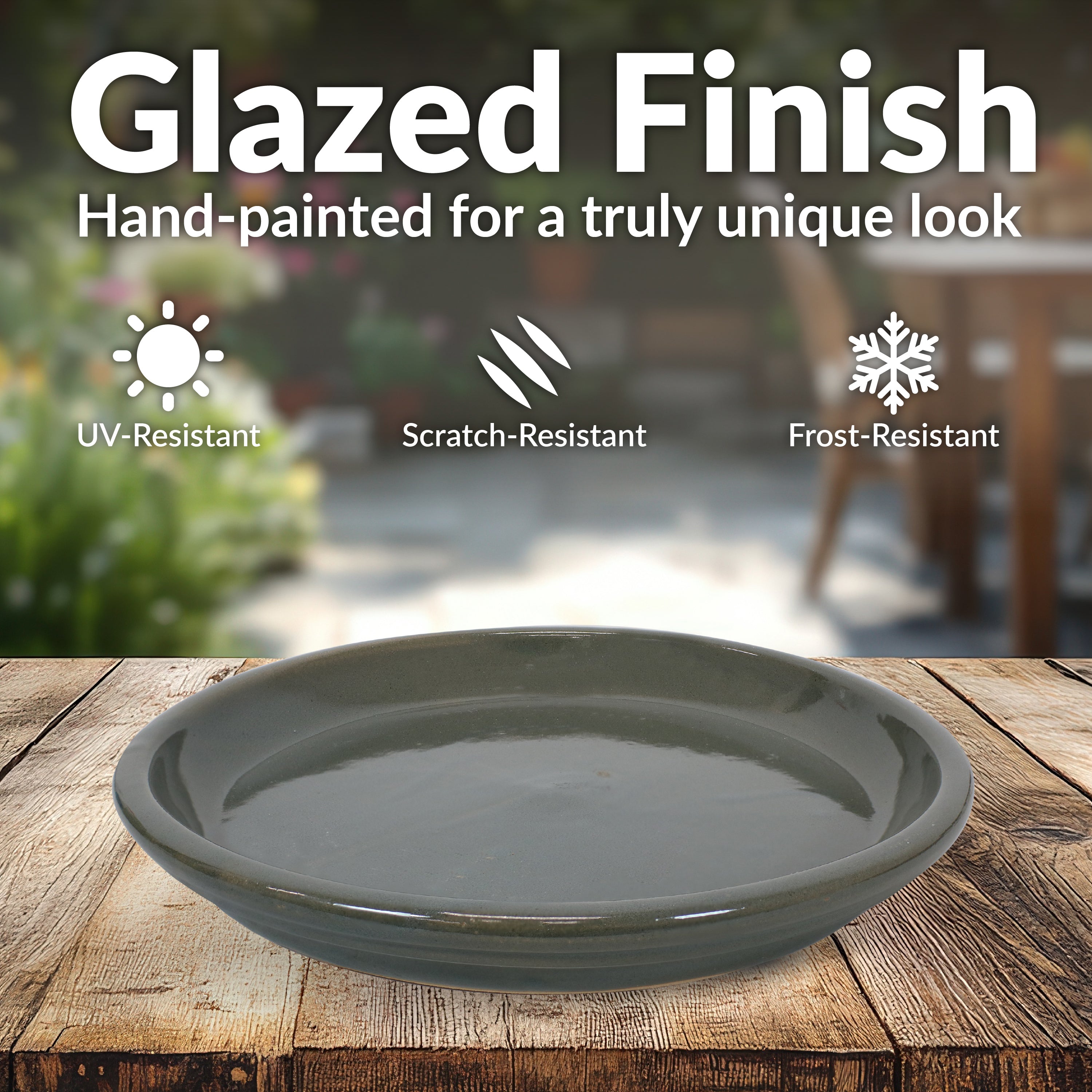 Sunnydaze 4-Pack Glazed Ceramic Plant Saucers for Indoor & Outdoor Potted Plants – Perfect for Home, Garden, and Patio Decor