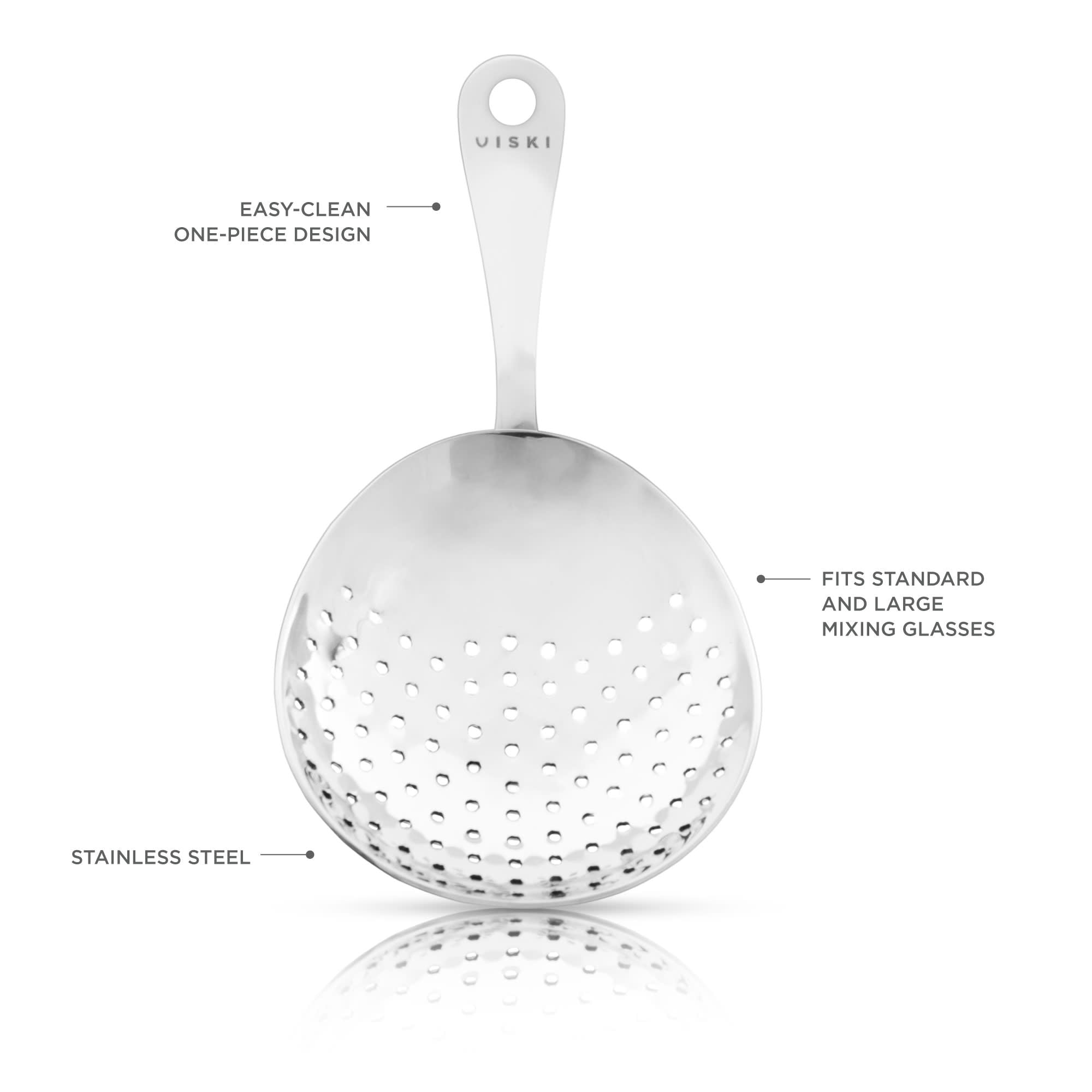 Harrison Julep Strainer - Premium Stainless Steel Cocktail Strainer for Mint Juleps & Mixed Drinks - Perfect for Home Bars, Cocktail Parties & Bartending