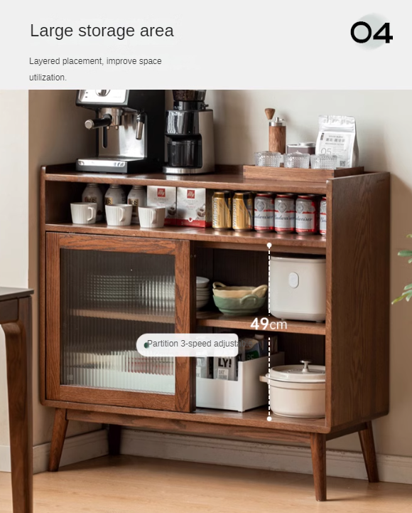 Solid Oak Wood Modern Multifunctional Sideboard - Stylish Storage Cabinet for Living Room, Dining Room & Entryway
