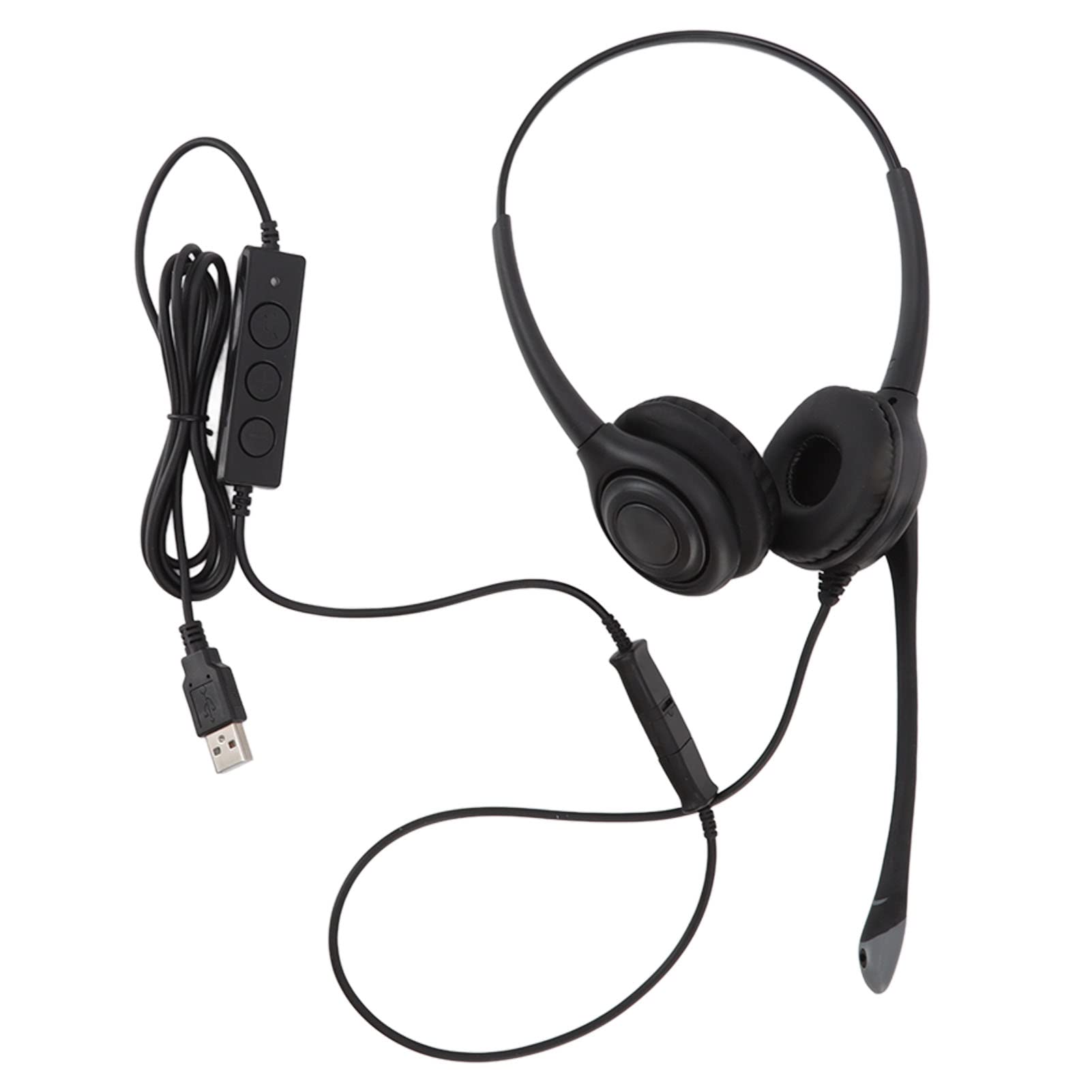 Vbestlife USB Computer Headset with Noise Cancelling Mic - Professional Call Center Headphones with Retractable Boom Arm, One-Touch Mute & Volume Control - Perfect for Customer Service, Remote Work & Online Meetings