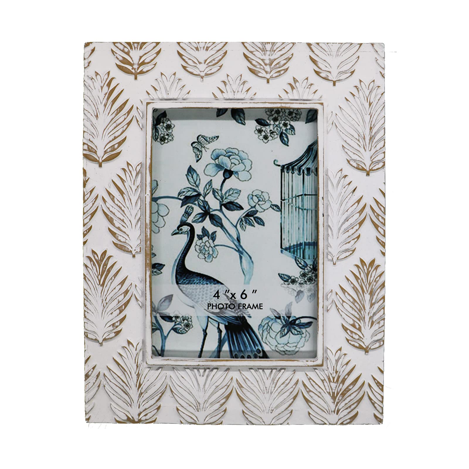 Vintage 4x6 Picture Frame - Antique White Photo Frame for Wall & Tabletop Display