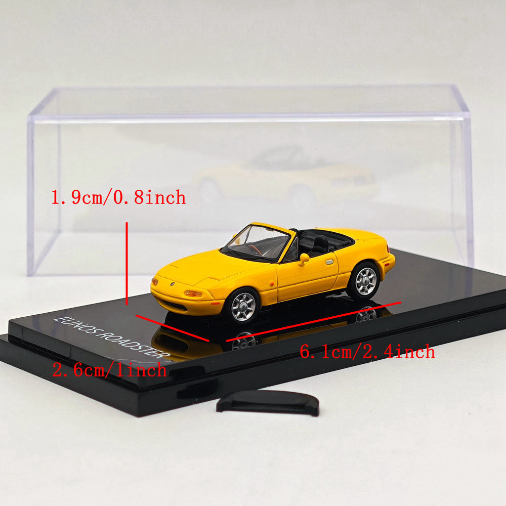 1/64 Scale Mazda Eunos Roadster NA6CE Diecast Model Car with Tonneau Cover - Limited Edition Yellow HJ642025BY - Collectible Hobby Japan Toy for Car Enthusiasts & Gift Ideas - Perfect for Display, Racing Scenes & Diecast Collections