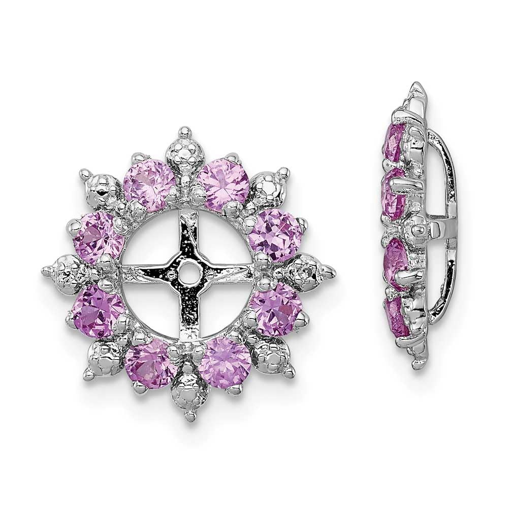 Sterling Silver Diamond & Pink Sapphire Earring Jackets for Women | Elegant Dangle Earrings for Parties, Weddings & Special Occasions