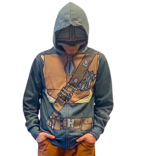 Star Wars The Mandalorian Zip Up Hoodie for Men, Women & Kids | Cosplay Costume, Halloween Outfit, Movie Merchandise Gift