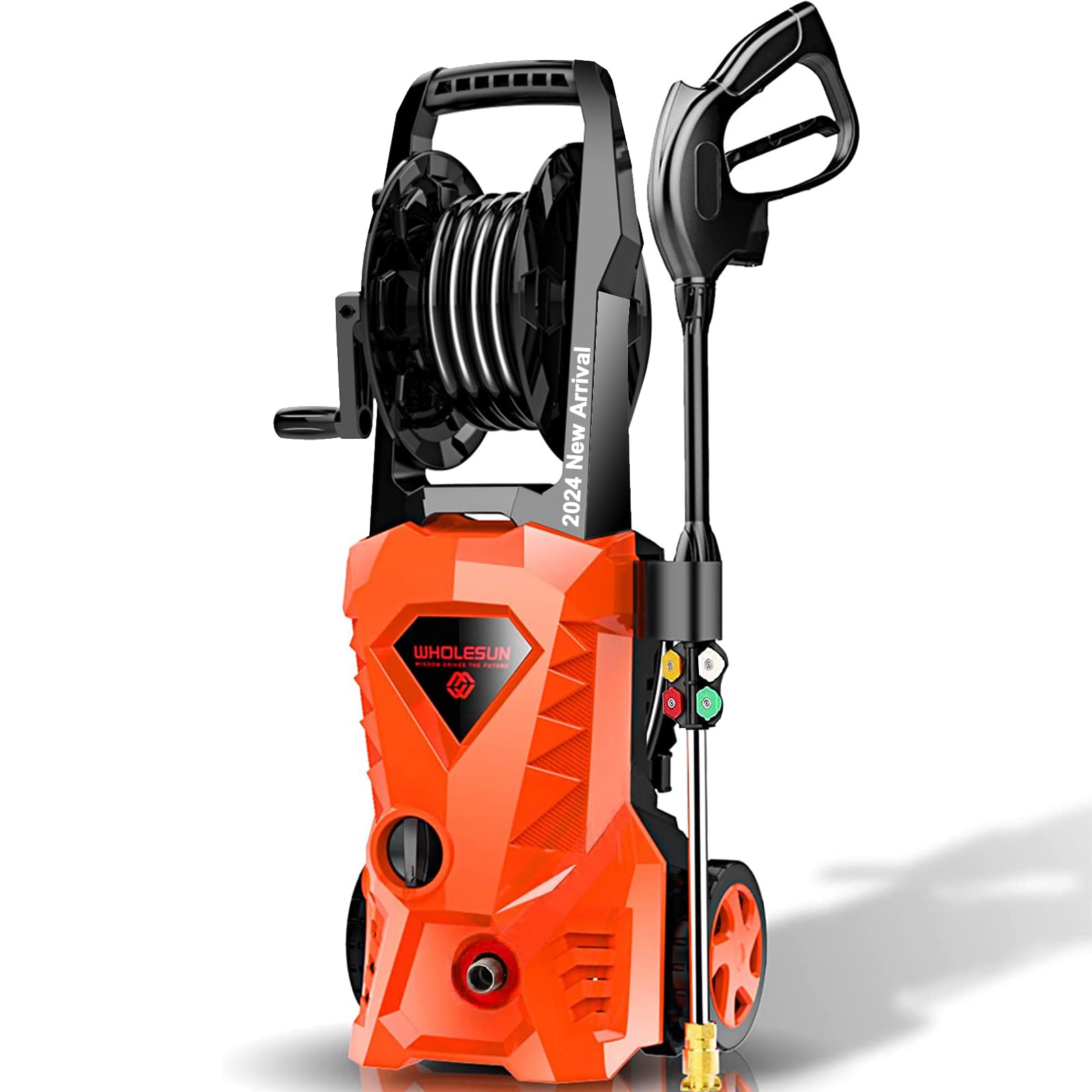 4500PSI 1600W Electric Pressure Washer with 4 Nozzles & Foam Cannon - 2.8GPM High Power Cleaner Machine for Home, Driveway, Deck, Patio, and Car Washing (Orange) - 2-Year Limited Warranty