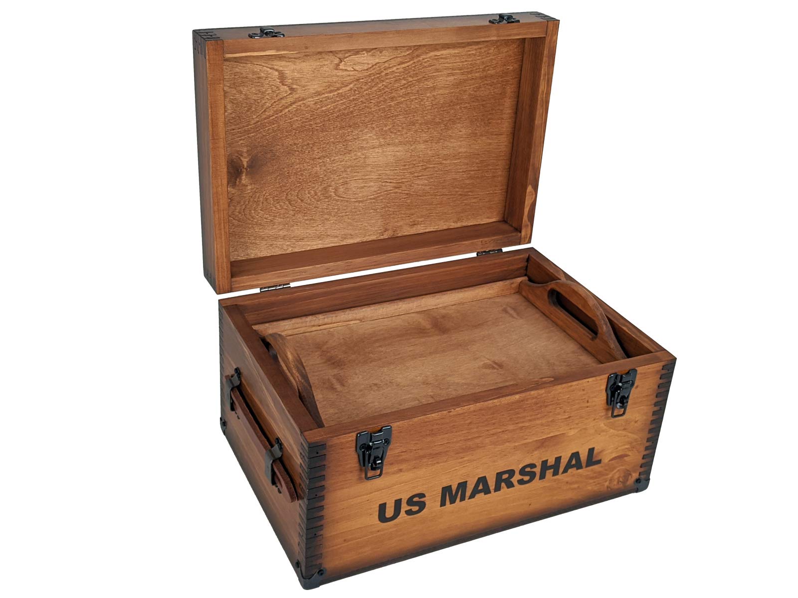US Marshal Badge Keepsake Box - Premium Wooden Memory Box for Collectibles, Jewelry & Valuables - Perfect for Law Enforcement Memorabilia & Gift Giving