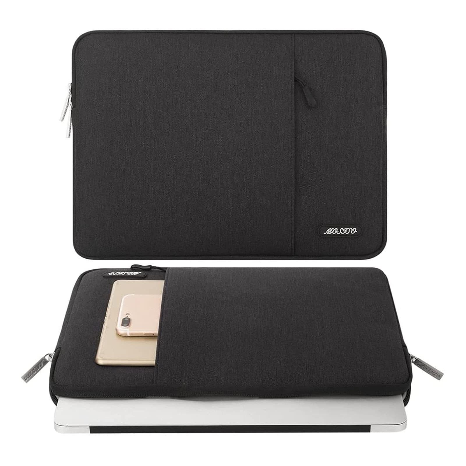MOSISO Hard Shell Case & Vertical Sleeve Bag for MacBook Pro 13 inch (2012-2015 Models A1502 & A1425) - Durable Plastic Protective Cover with Pocket - Perfect for Travel, Office, and School Use - Black