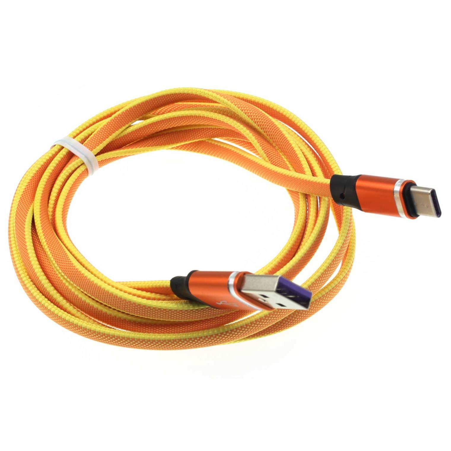 6ft Braided USB-C to USB-C Fast Charging Cable - Orange Type-C Charger Cord Compatible with Samsung Galaxy S21/S21+/S21 Ultra - Durable Nylon Power Wire for Fast Sync & Charging | Perfect for Home, Office & Travel Use
