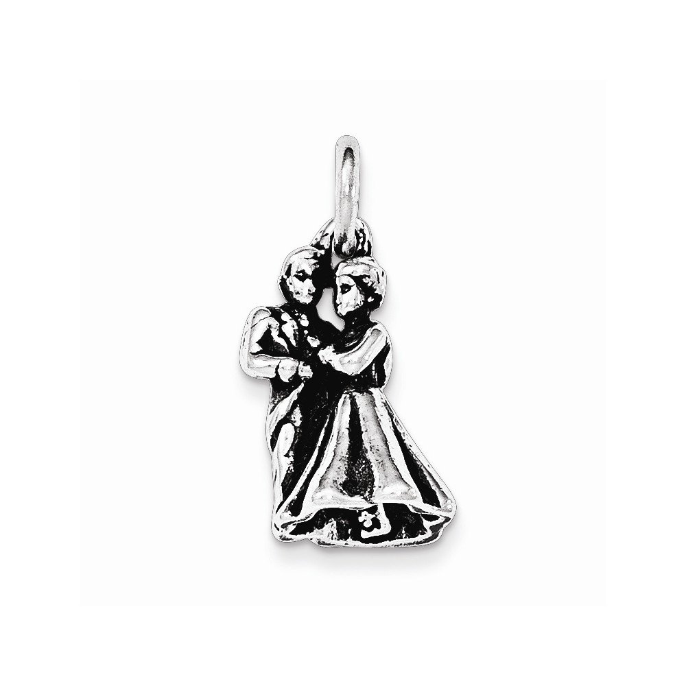 Beautiful Sterling Silver Polished & Antiqued Couple Embracing Pendant Necklace - Romantic Gift for Her/Him, Anniversary, Valentine's Day Jewelry