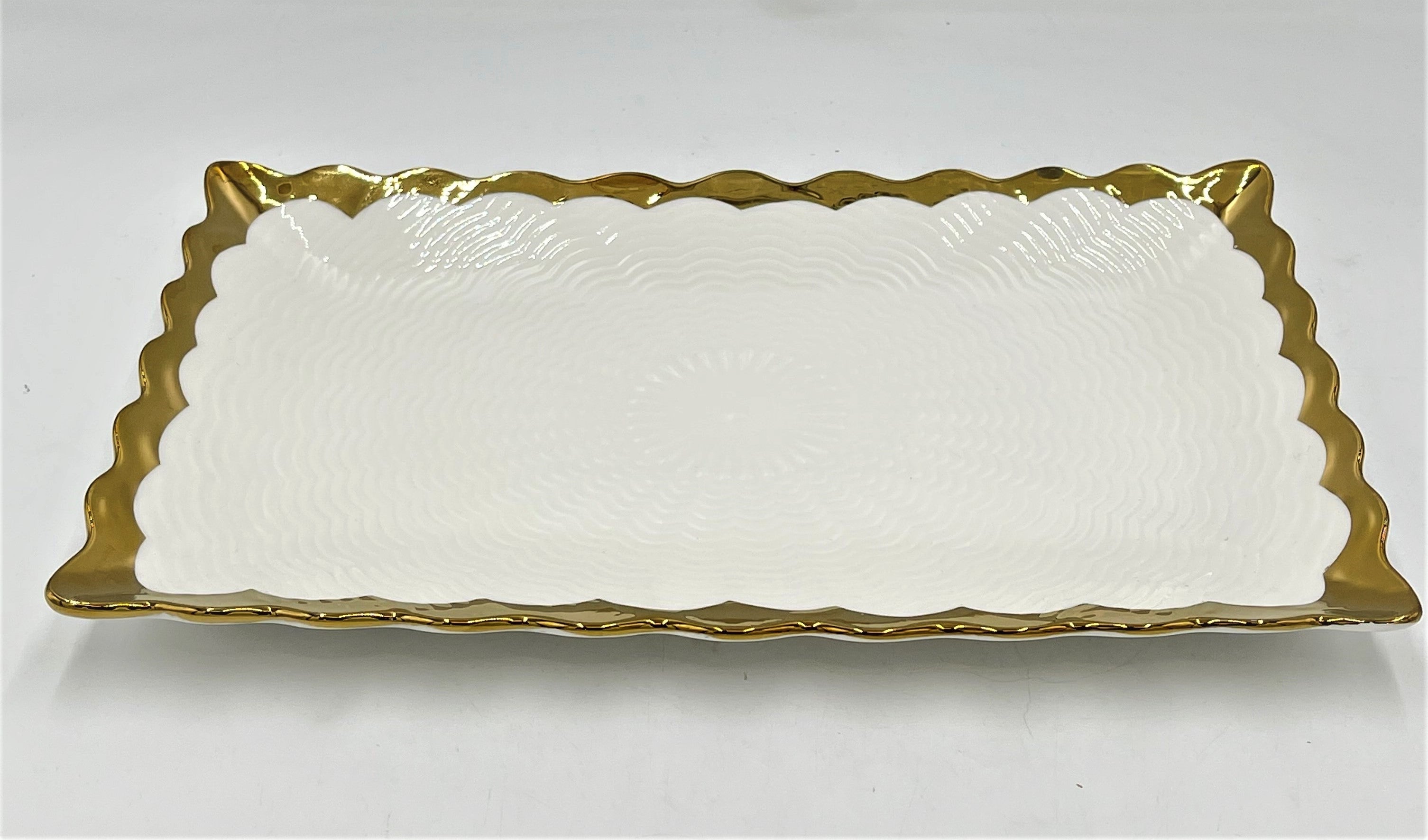 12x7.5 Inch Gold Rim Rectangular Plates - Set of 36 - Elegant Dinnerware for Parties, Weddings & Special Occasions