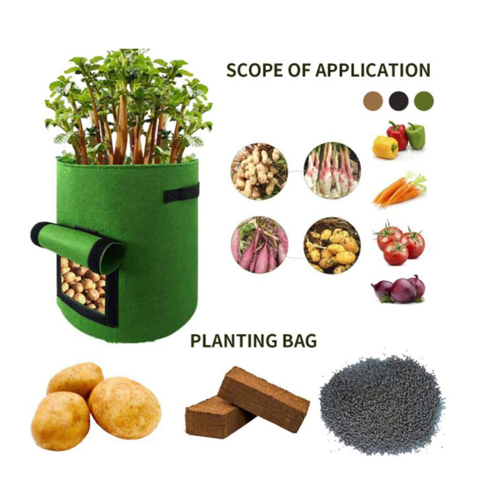 5 Pack Heavy Duty Reusable Potato Planter Bags - Thickened Non-Woven Fabric Grow Pots for Tomatoes, Vegetables & Garden Plants | Perfect for Patio, Balcony & Small Space Gardening