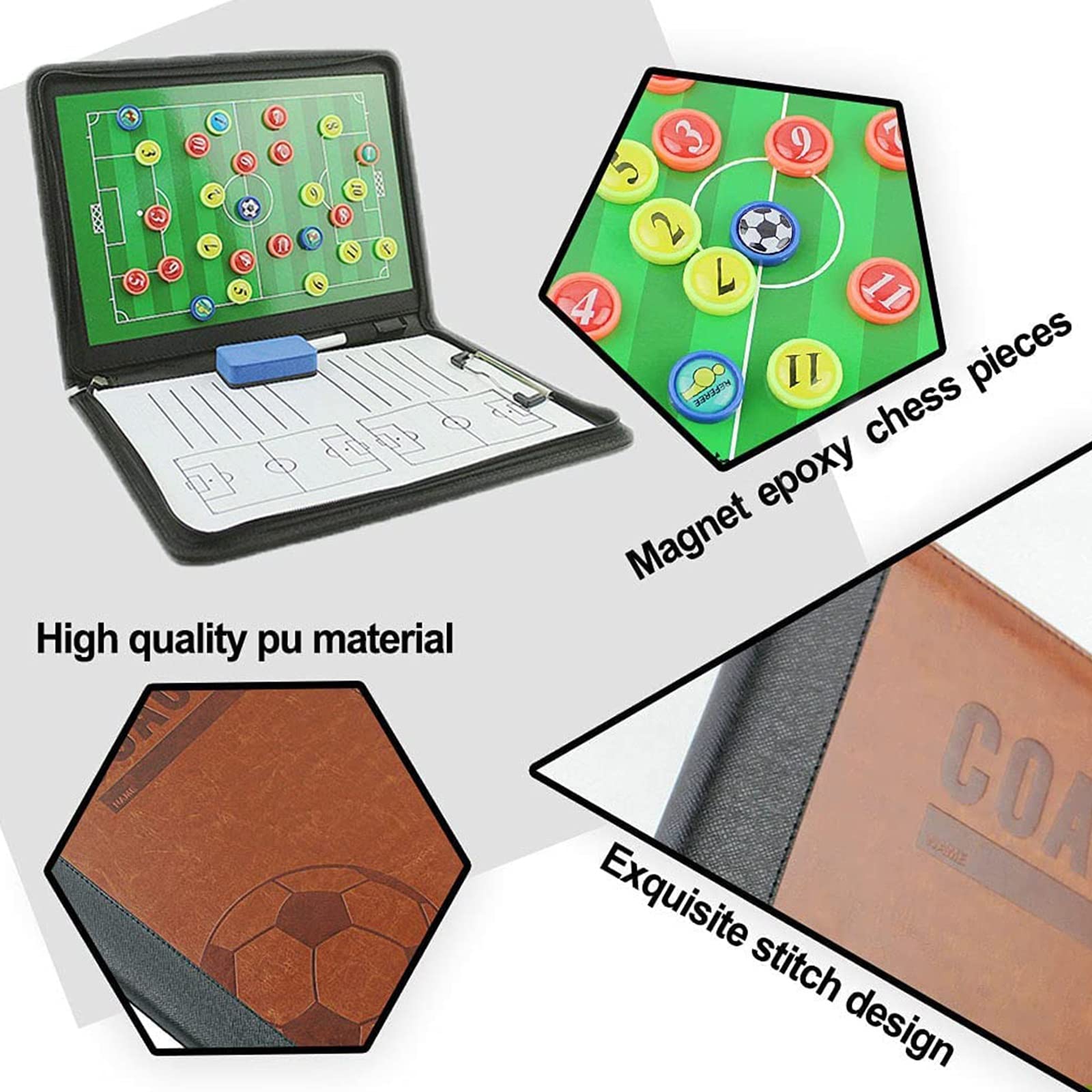 Magnetic Soccer Coaching Board - Portable Football Tactics Clipboard with Magnets, Zipper Case, Dry Erase Pen & Eraser | Perfect for Coaches, Trainers & Team Strategy Sessions