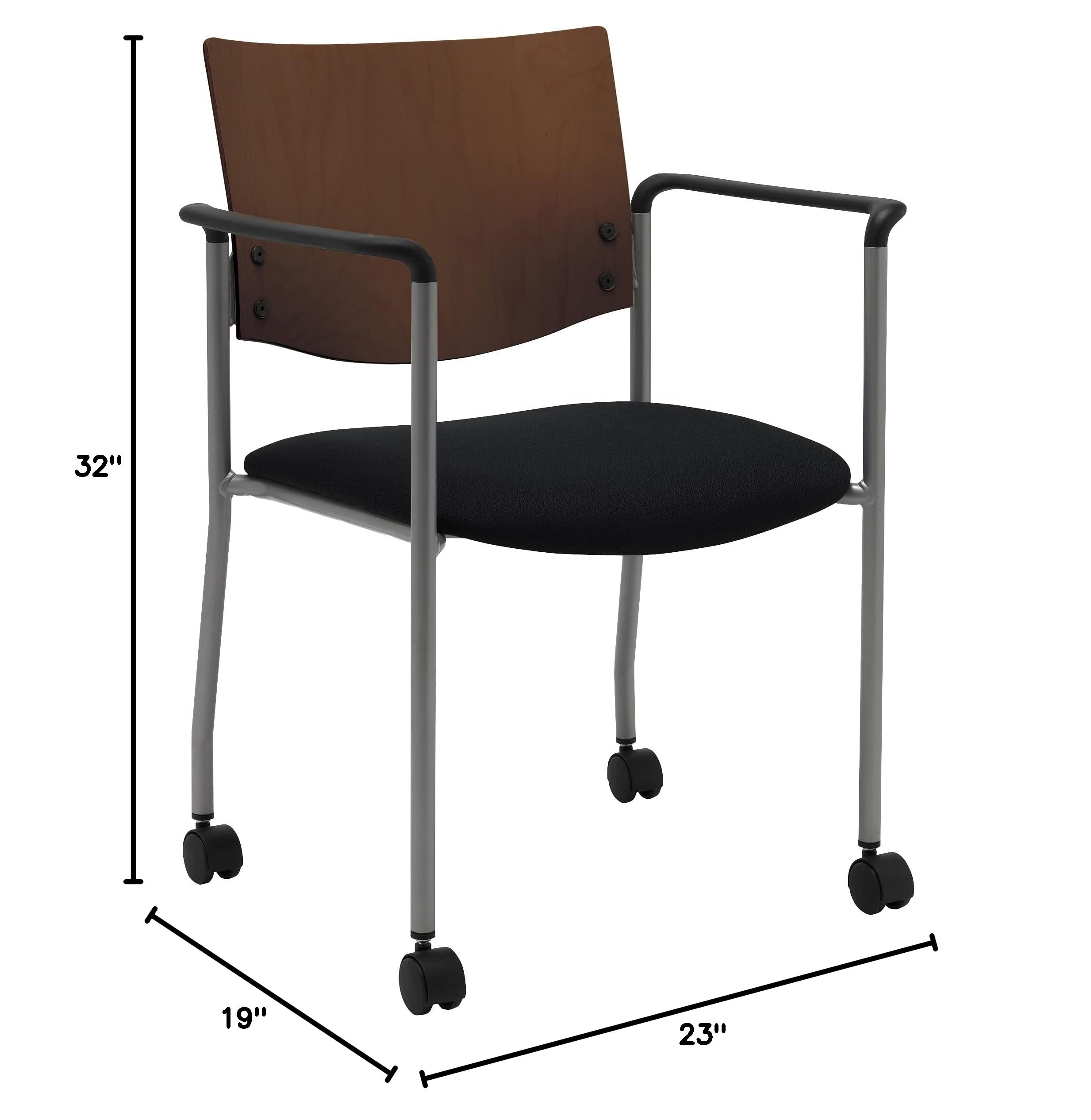 KFI CS1311SL-SP28-2113 Side Guest Chair with Arms and Casters - Comfortable Office Seating for Reception, Waiting Areas, and Conference Rooms