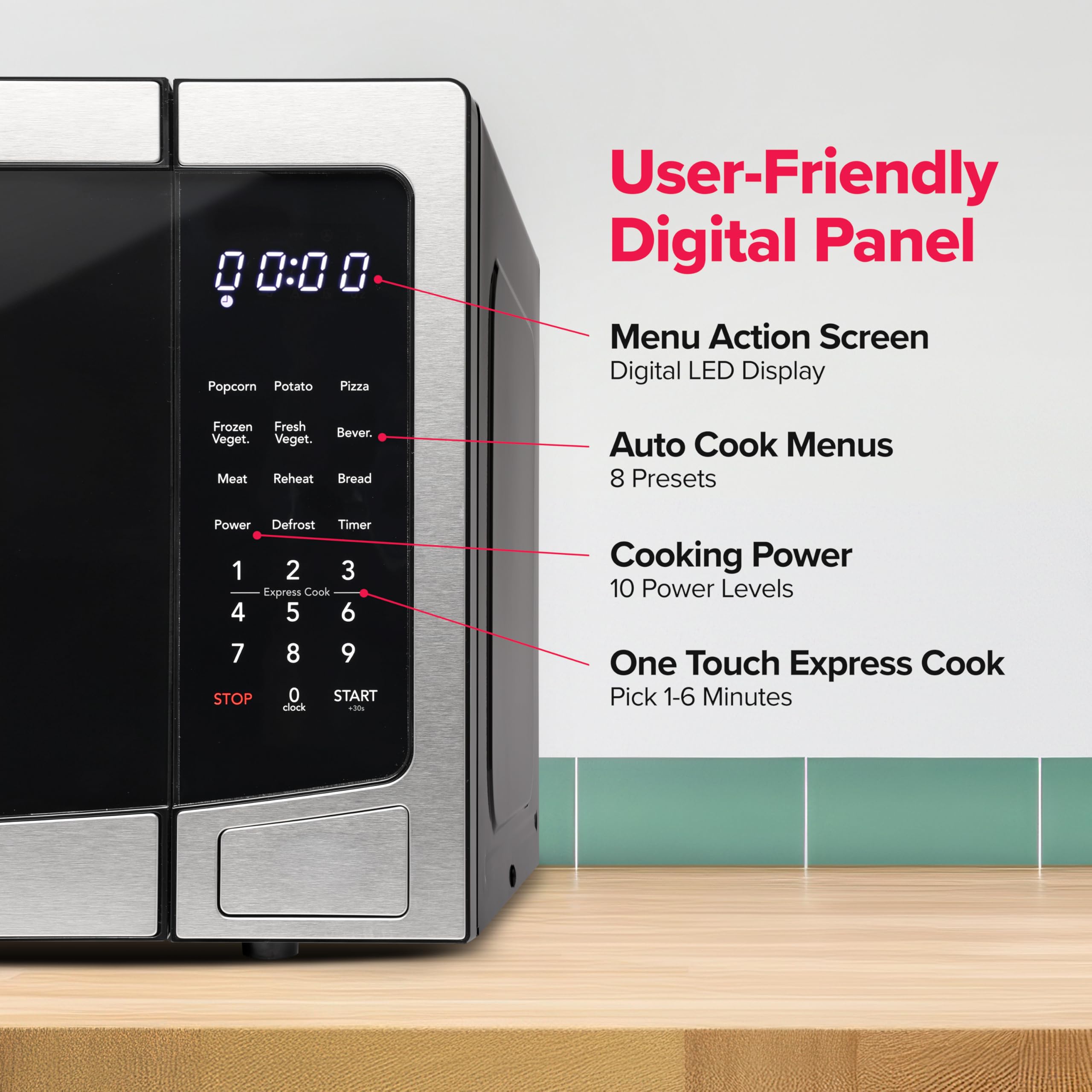 FRIGIDAIRE 1.1 Cu Ft Stainless Steel Microwave Oven - 1000W, Multi-Function, Programmable for Quick Heating & Defrosting | Perfect for Small Kitchens, Dorms & Offices