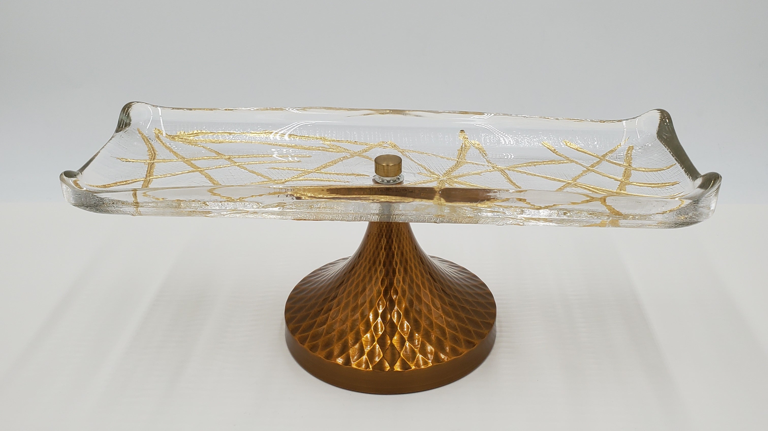 13x4.5x5 Inch Gold Footed Glass Plate - Elegant Serving Dish for Desserts, Appetizers & Party Decor - Perfect for Weddings, Holidays & Special Occasions