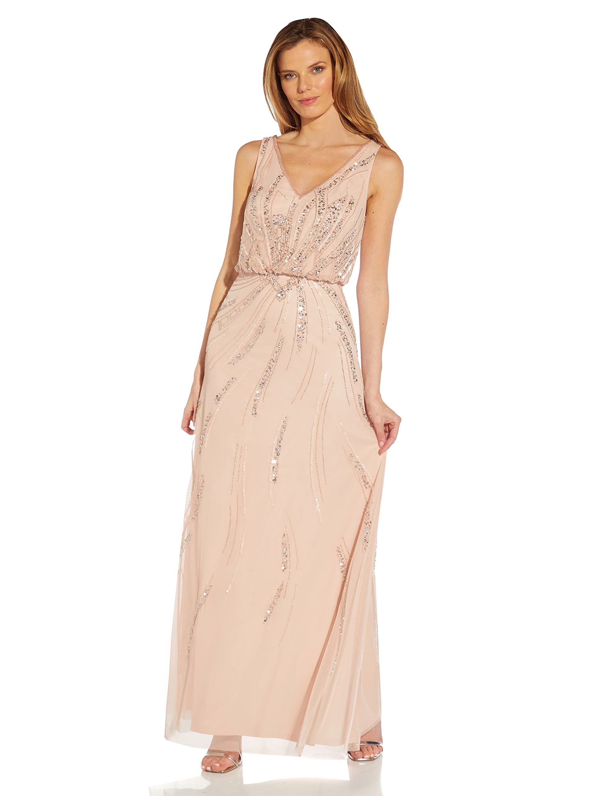 Adrianna Papell Women's Beaded Blouson Dress - Elegant Party & Evening Gown for Weddings, Prom & Special Occasions