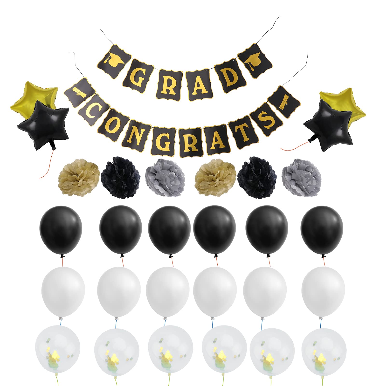 VALICLUD 29-Piece Graduation Party Decorations Kit - Graduation Balloons, Bunting & Scene Decor for Graduation Ceremony, Party Backdrop & Photo Booth - Perfect for High School & College Graduation Celebrations