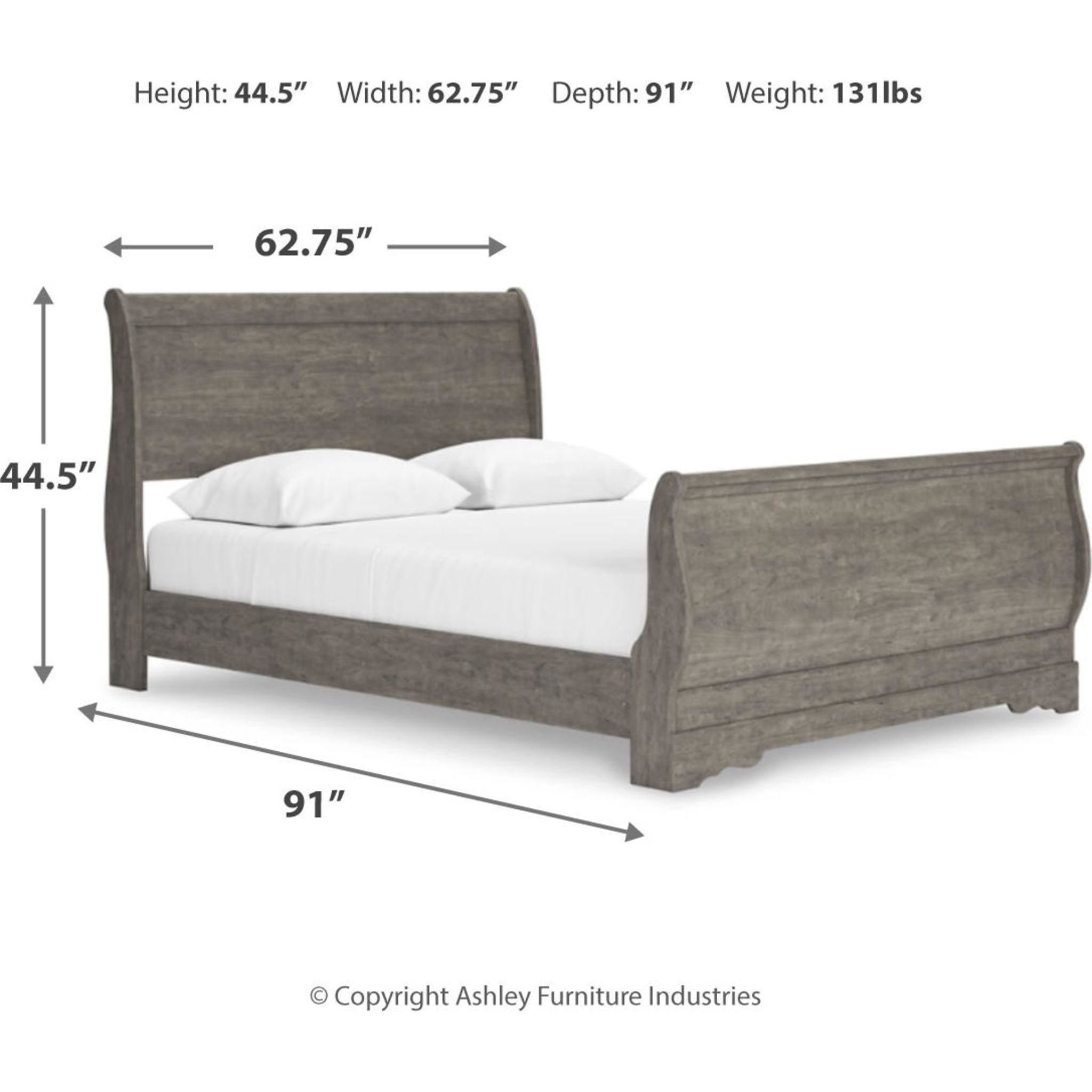 Bayzor 5-Piece King Size Bedroom Set in Gray - Modern Bed Frame, Nightstands & Dresser for Master Bedroom Decor
