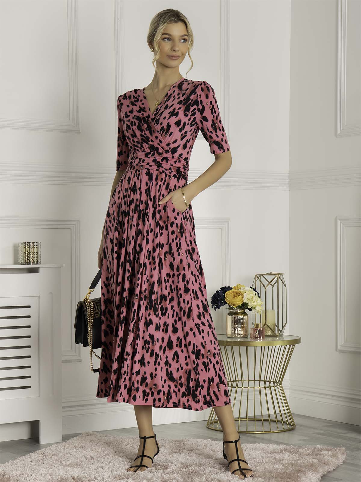 JOSIE Animal Print Maxi Dress - Pink Leopard Print Long Dress for Women | Perfect for Beach Vacations, Summer Parties & Casual Outings