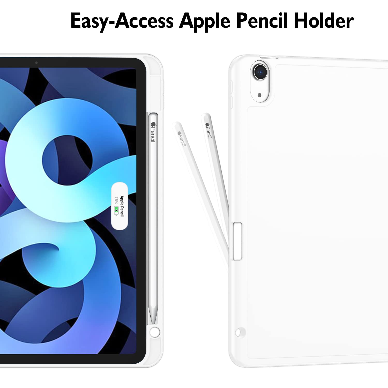 ZryXal iPad Air 11 Inch Case M3 2025 / M2 2024 - Compatible with iPad Air 5th & 4th Gen 10.9 Inch (2022/2020) - Protective Cover with Touch ID Support & Auto Wake/Sleep Feature (White) - Perfect for Work, Travel, and Daily Use