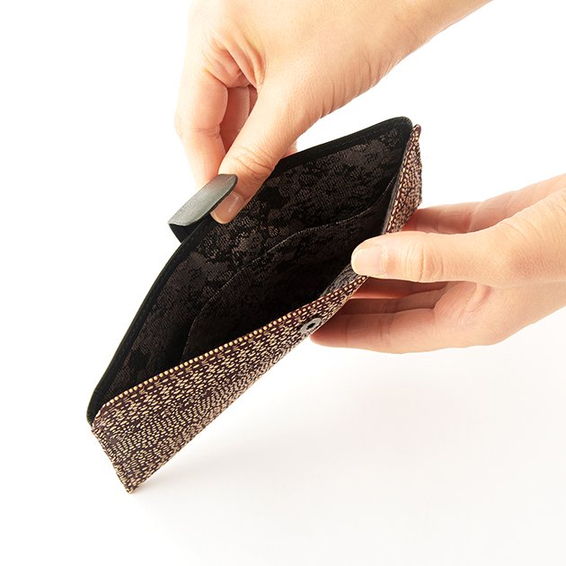 Premium Japanese Deerskin Leather Long Wallet with Urushi Lacquer & Tsumugi Silk Pattern - Handcrafted in Japan | Elegant Dusky Purple | Perfect for Business & Luxury Gift Giving