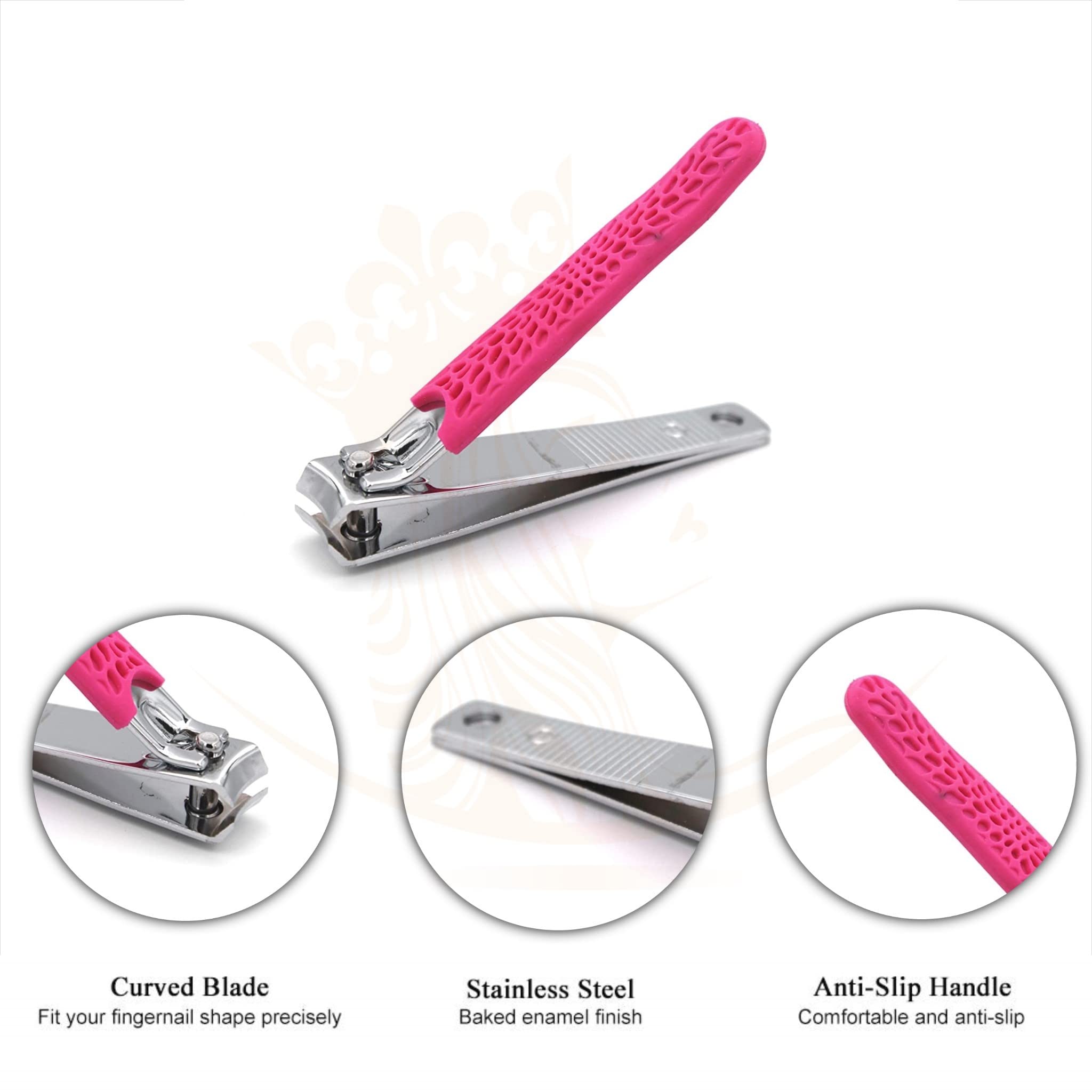 Premium Stainless Steel Nail Clipper Set - Straight & Curved Comfort Grip Nail Cutters for Men & Women with Nail File | Professional Fingernail & Toenail Trimmer Kit for Home, Travel & Salon Use