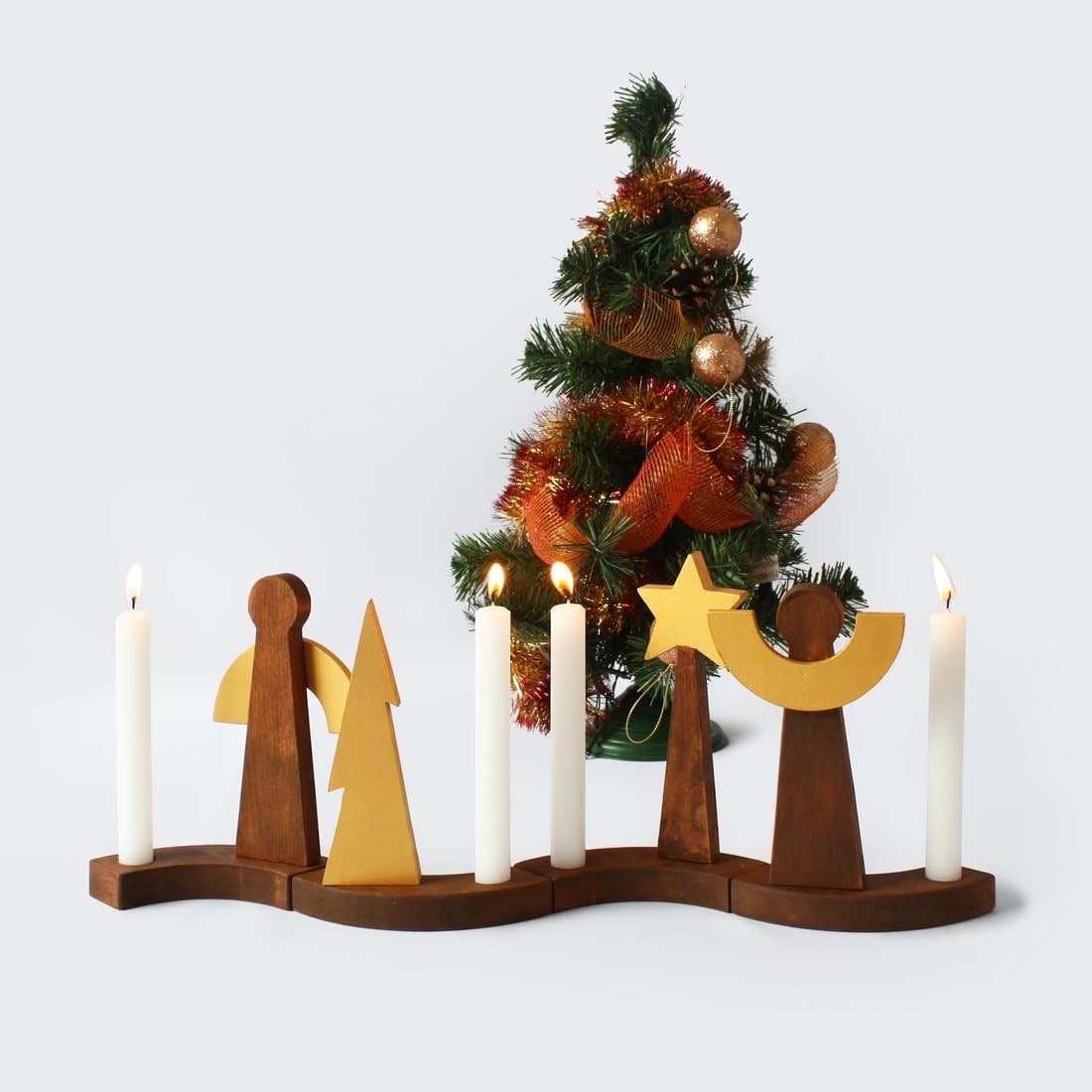 Wooden Advent Wreath Candle Holder - Christmas Table Centerpiece for Votive/Taper Candles - Holiday Home Decor