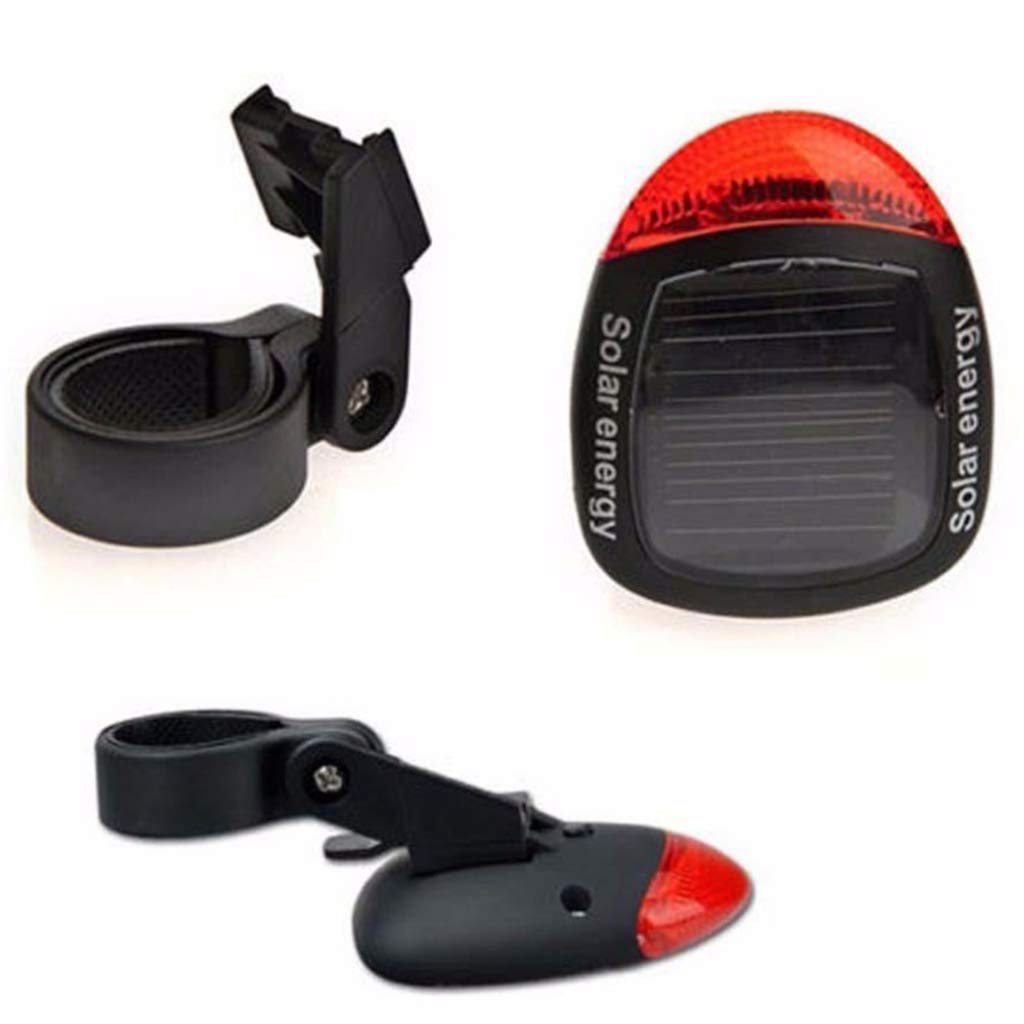 Solar Powered Rechargeable LED Bike Tail Light - USB Charging Bicycle Rear Safety Light for Night Cycling, Running, Commuting & Outdoor Activities - Waterproof & Bright Warning Signal for Road Safety