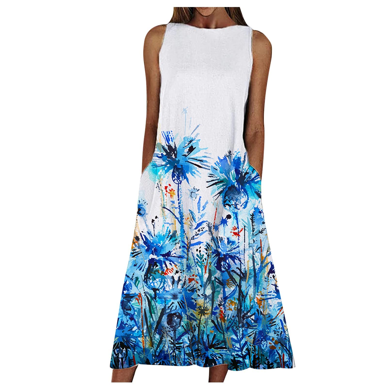 Women's Loose Sleeveless Summer Dress - Casual Pullover Midi Dress by Hello Molly | Perfect for Beach Vacations, Brunch Dates & Summer Outings