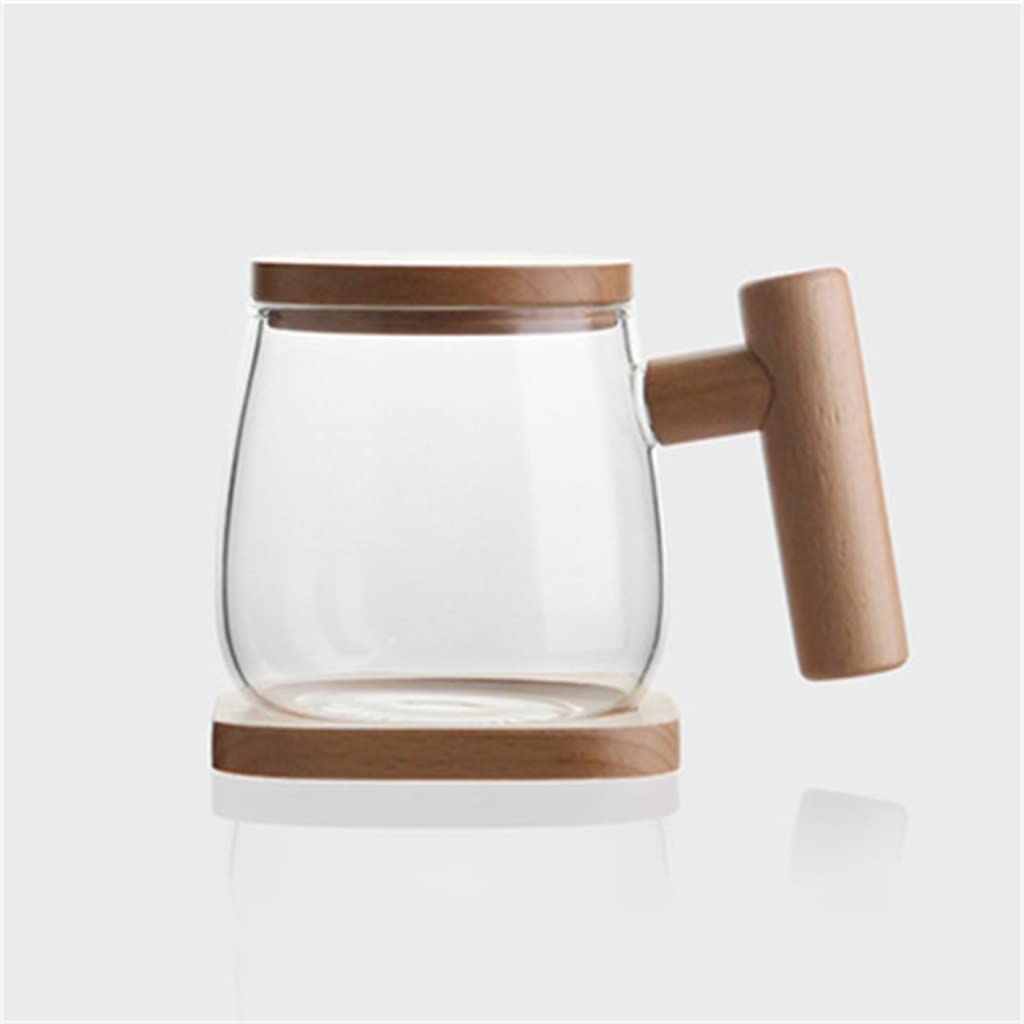 Premium SEIJY Glass Tea Cup with Wooden Base & Lid - 300ML Transparent Whiskey Glass for Tea, Wine, Water - Elegant Drinkware for Home, Office & Gifts (Color: A)