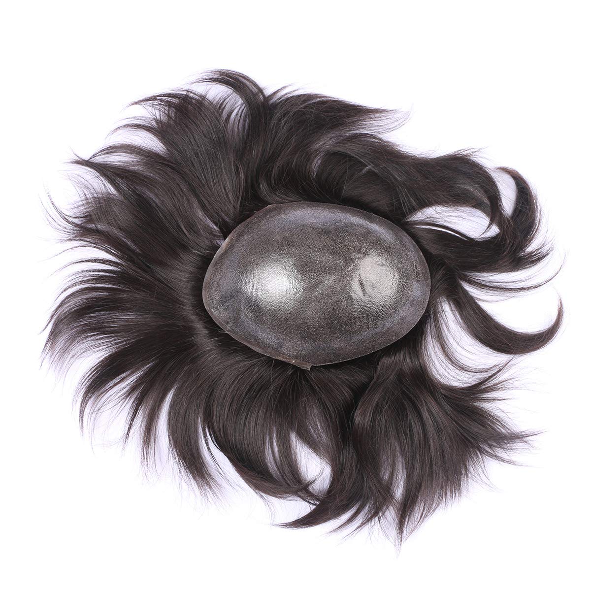 Custom Men's Human Hair Replacement System - #1B Natural Black Brown Toupee for Hair Loss & Alopecia | Breathable Injection Base Wig for Daily Wear & Special Occasions