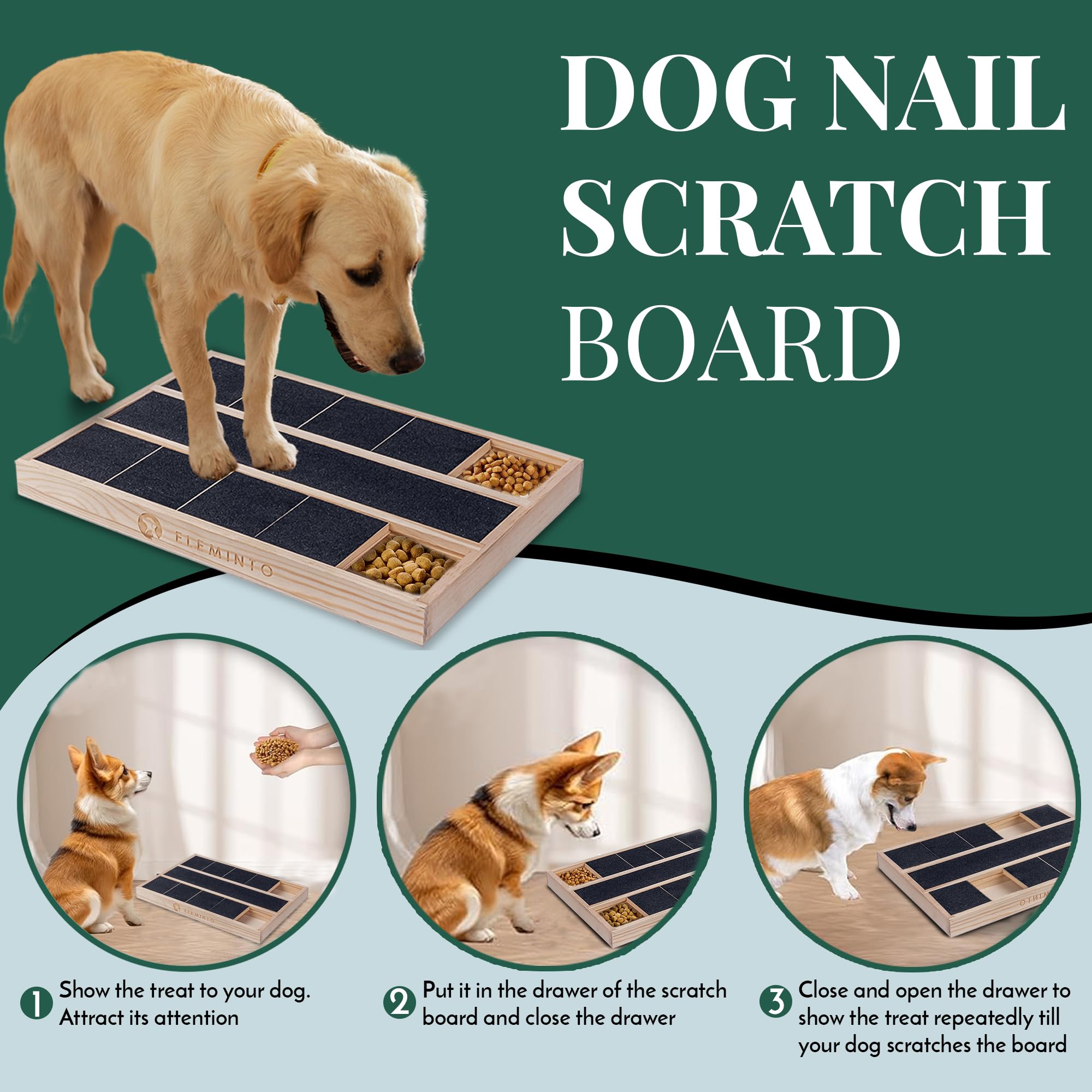 Dog Nail Scratch Board with Treat Box - 3 Sandpaper Replacements for Small & Medium Dogs | Self-Grooming Nail Grinder & Stress-Free Scratch Pad | Perfect for At-Home Pet Grooming & Anxiety Relief