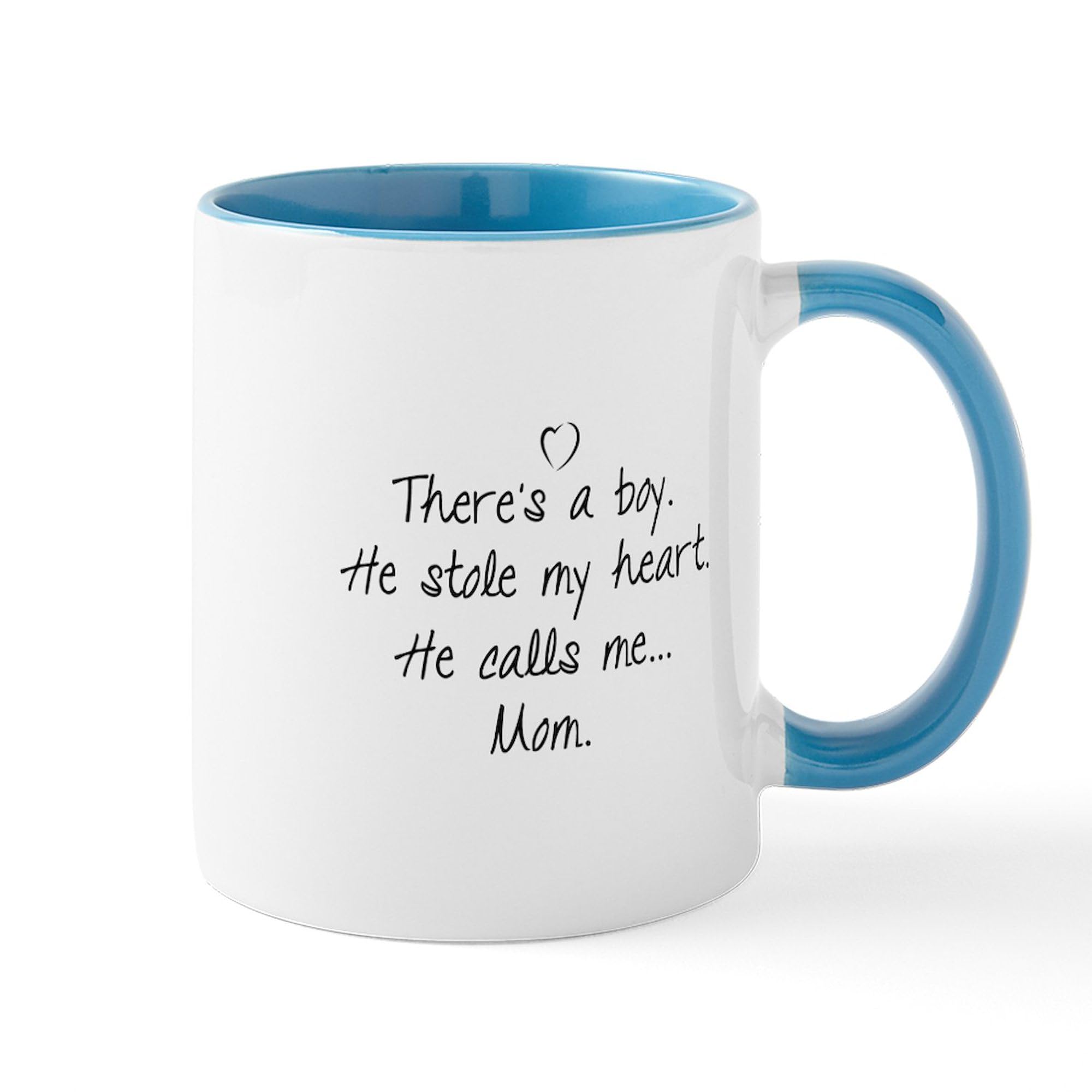 CafePress There's A Boy Mug - 11 oz (325 ml) Ceramic Coffee Cup with Handle - Perfect for Hot Drinks, Tea, Coffee, or Hot Chocolate - Ideal Gift for Boys, Fathers, and Kids - Great for Home, Office, or School Use