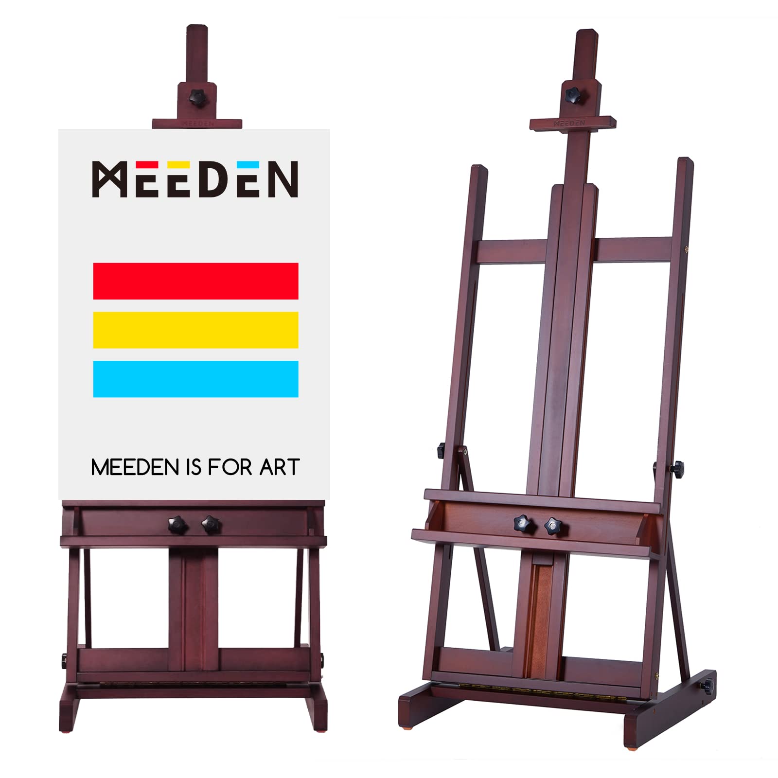 Professional MEEDEN Beech Wood H-Frame Studio Easel Stand - Adjustable Height 53
