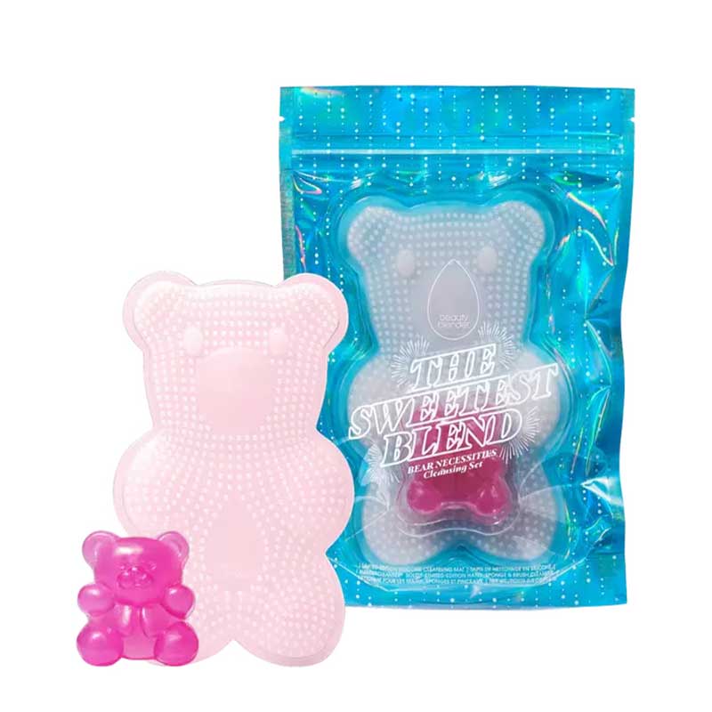 Beautyblender Sweetest Blend Bear Necessities Cleansing Set - 3-Piece Makeup Sponge & Cleanser Kit for Flawless Application & Easy Cleaning | Perfect for Travel & Professional Makeup Artists