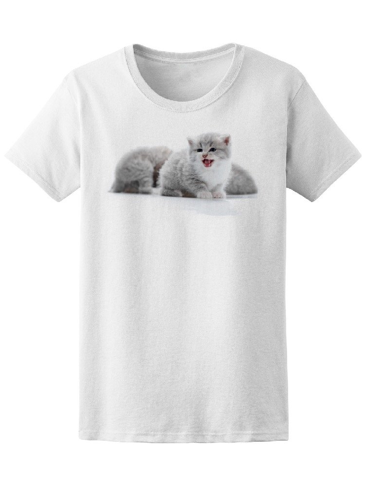 Women's Small Fluffy Kittens T-Shirt - Cute Cat Graphic Tee for Casual Wear & Cat Lovers
