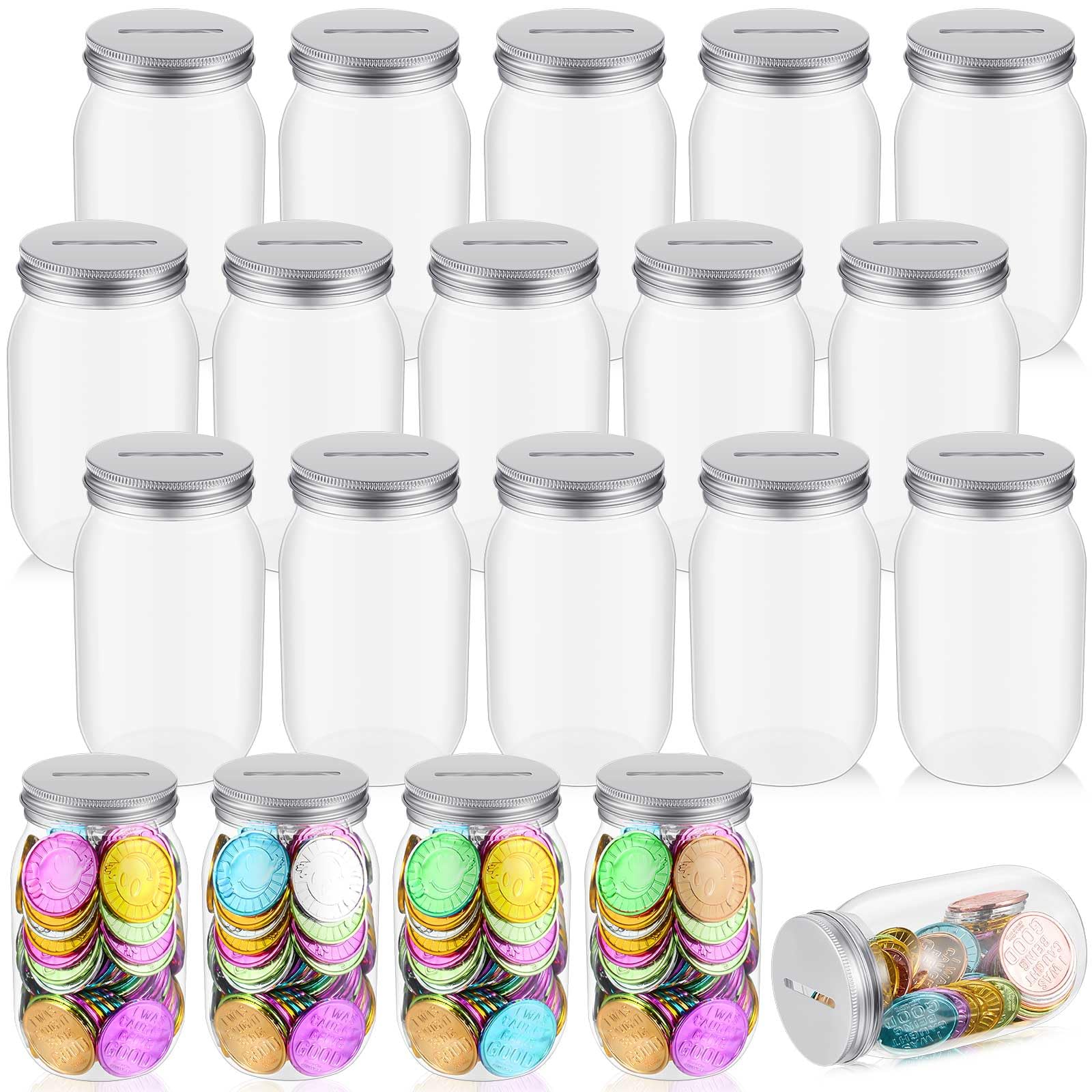 Roowest 12 Pcs Plastic Coin Reward Jars for Kids - Classroom Behavior Management System with Tokens - Teacher Supplies for Positive Reinforcement | Perfect for Token Economy, Chore Charts & Homeschooling