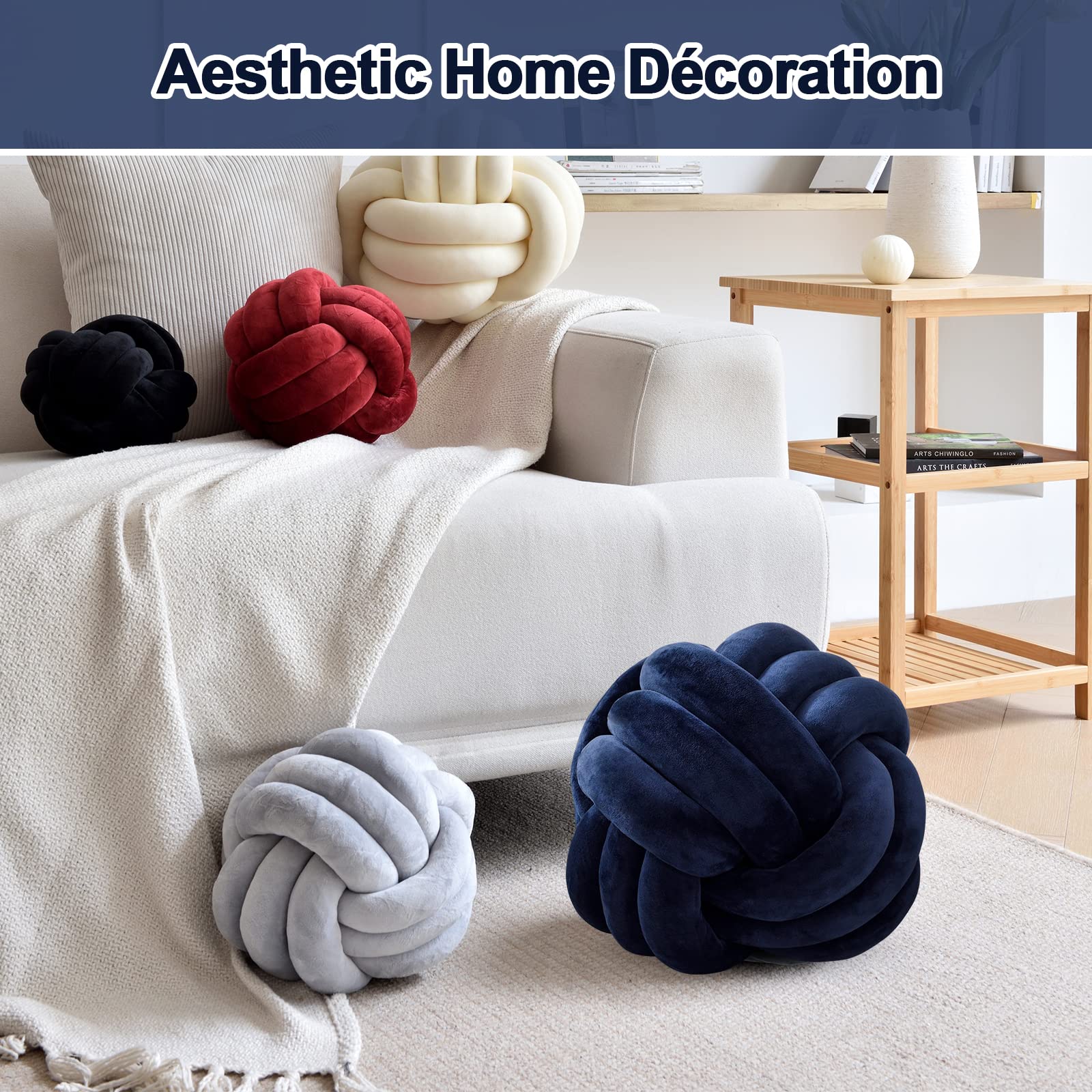 **Soft Round Knot Pillow Ball - Handmade Plush Throw Cushion for Home Décor, Kids Play & Nursery Decor | Cozy Living Room, Bedroom & Playroom Accessory**