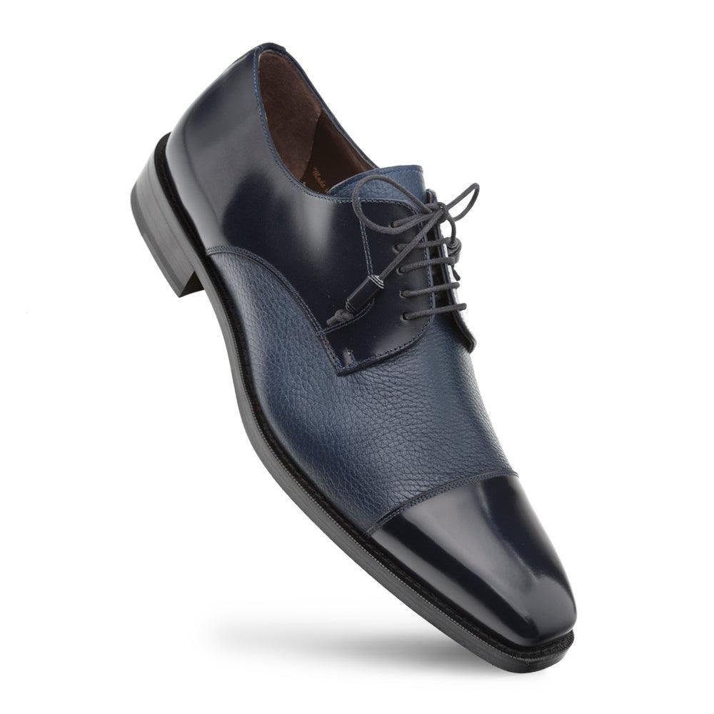 Mezlan Soka Blue Cap Toe Dress Shoes for Men - Premium Leather Oxfords for Business, Formal & Wedding Occasions